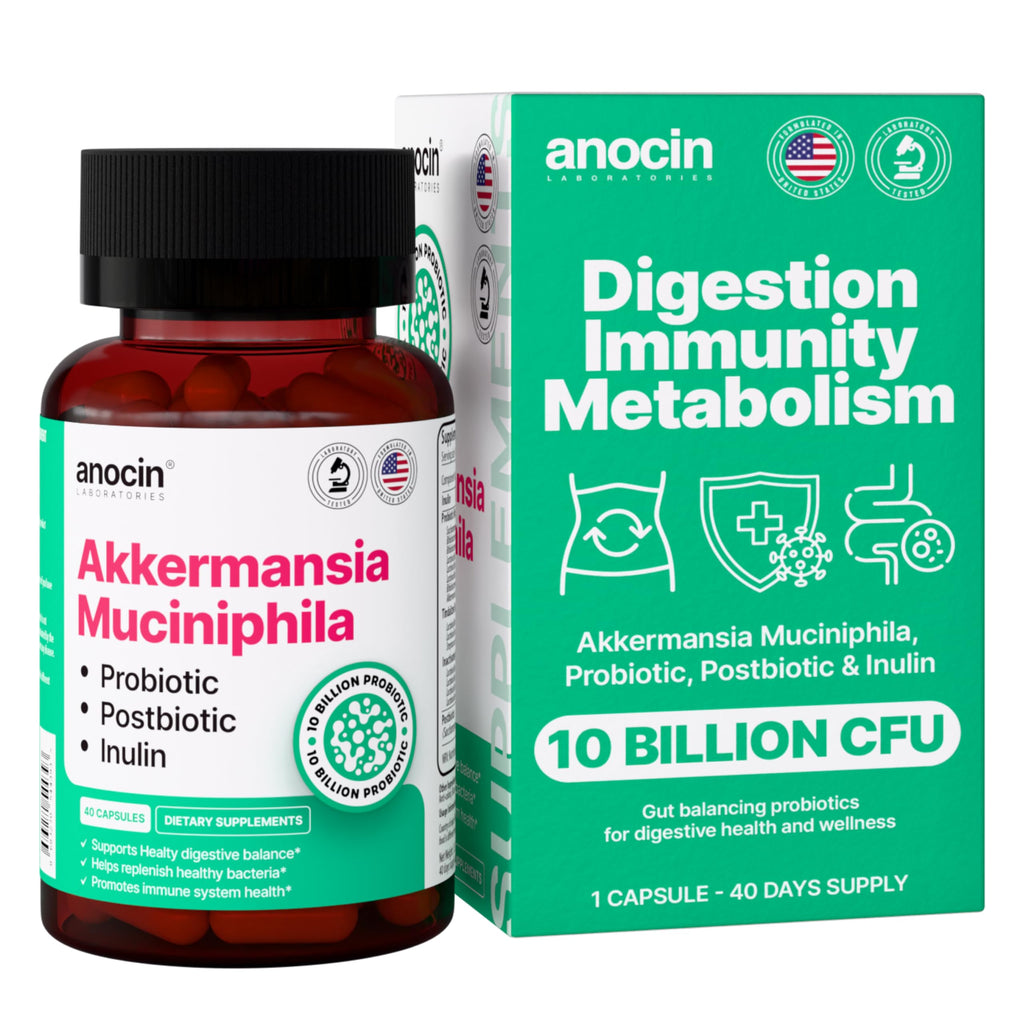 anocin Akkermansia Muciniphila + Probiotic, Postbiotic & Inulin - Gut Health Supplement for Digestion, Immune Support - 10 Billion CFU, Vegan & Gluten-Free anocin Au supplements
