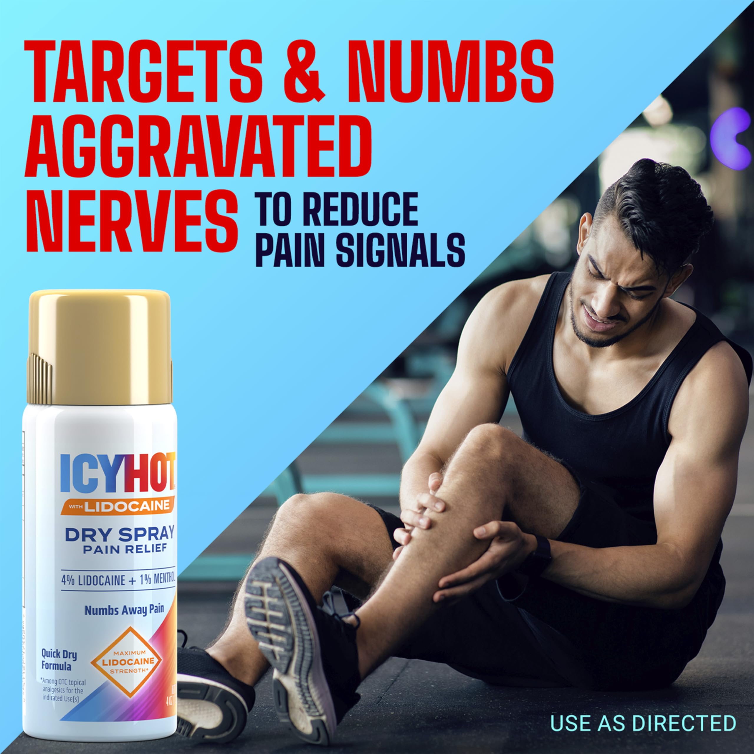 Icy Hot Lidocaine Pain Relief Dry Spray, Numb Aggravated Nerves with Max Strength Lidocaine 4% and Menthol 1%, Fast-Acting Pain Relief for Minor Pain, Backaches, Sprains and Strains, 4 oz Icy Hot Au supplements