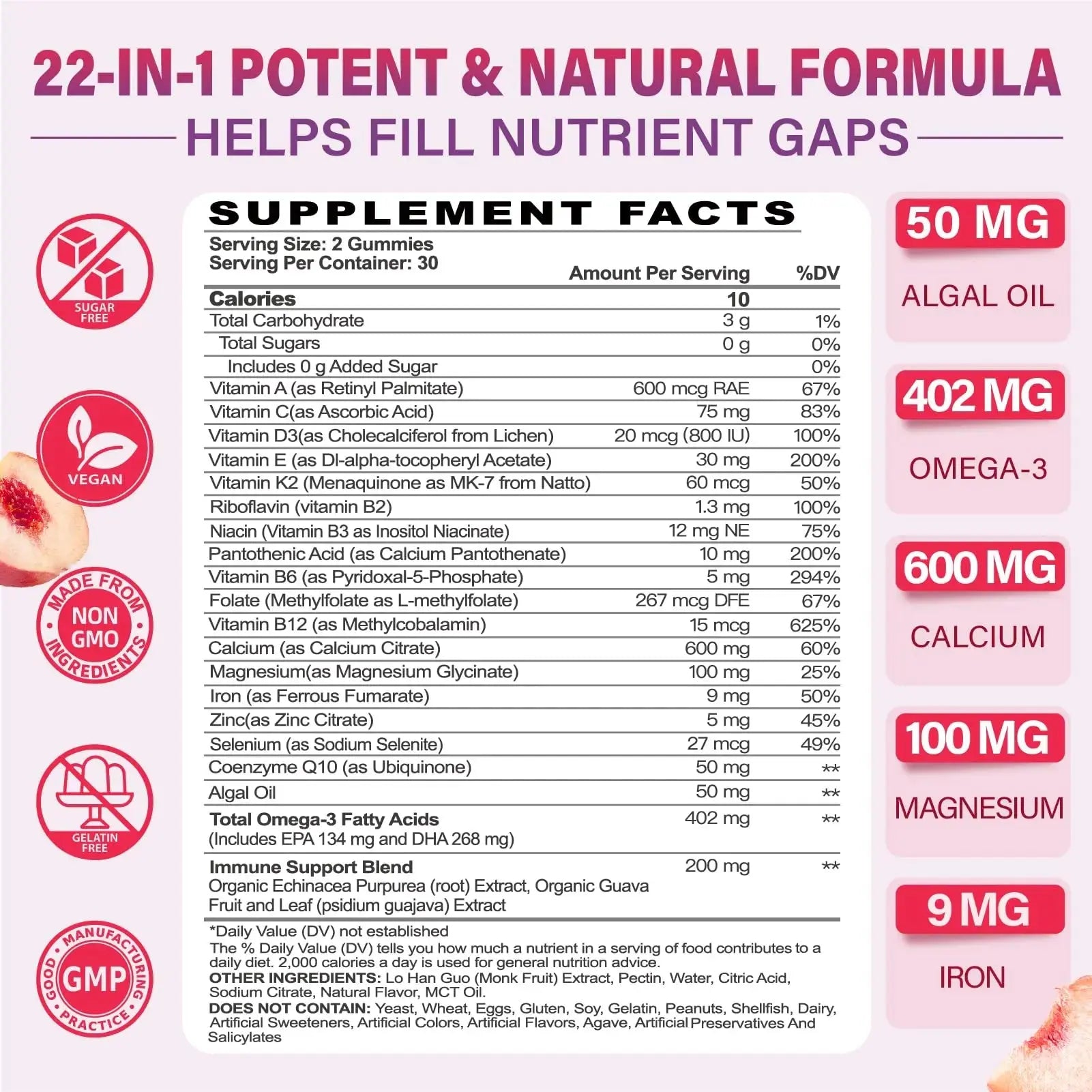 Multivitamin Gummies for Women 50 Plus - with Omega 3, Coenzyme Q10, Iron, Calcium, Zinc, Vitamin A, C, D3, E, K2, B Complex, Folate Tcemundry Au supplements