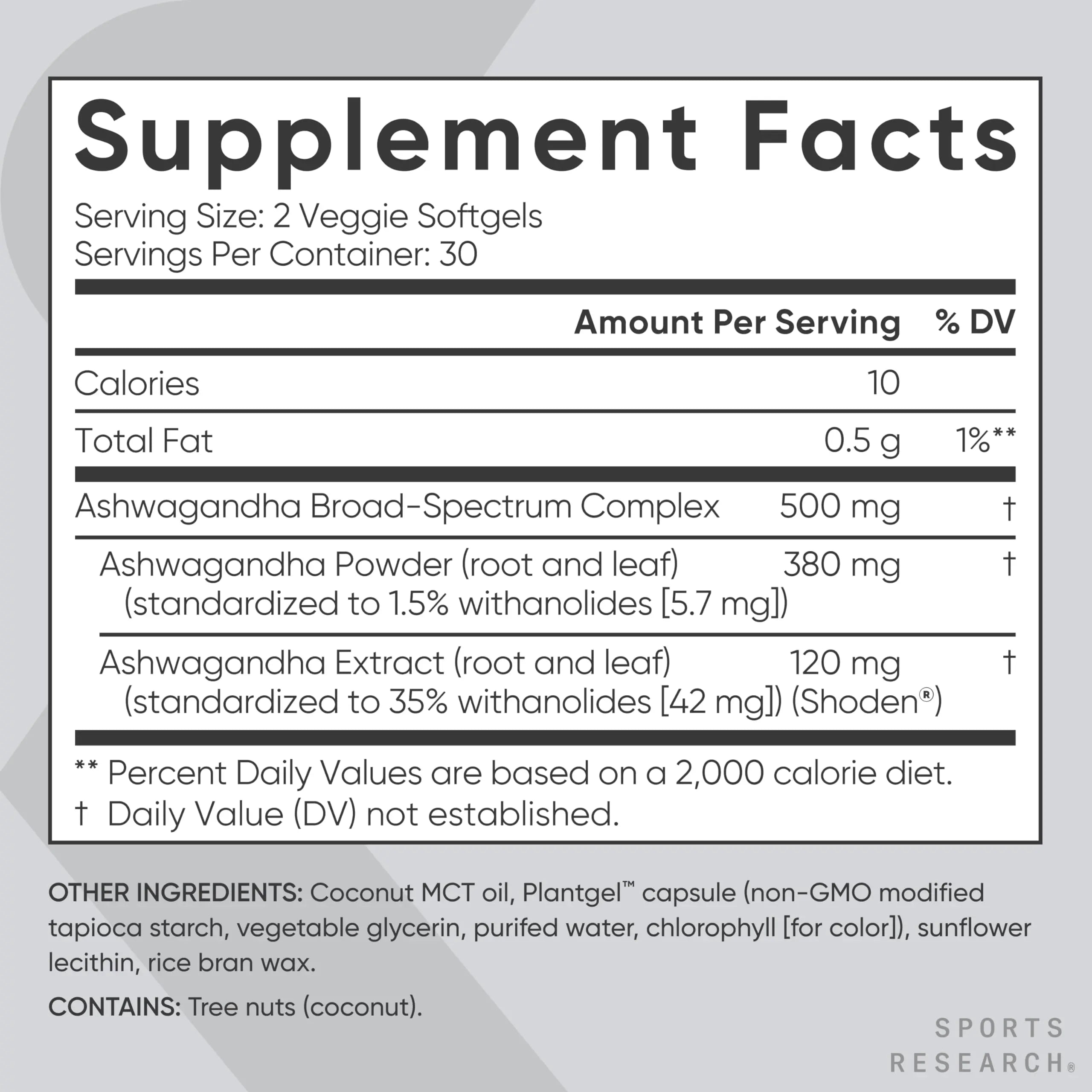 Sports Research® Ashwagandha Softgels with Coconut MCT Oil - Natural Adaptogen Sports Research Au supplements