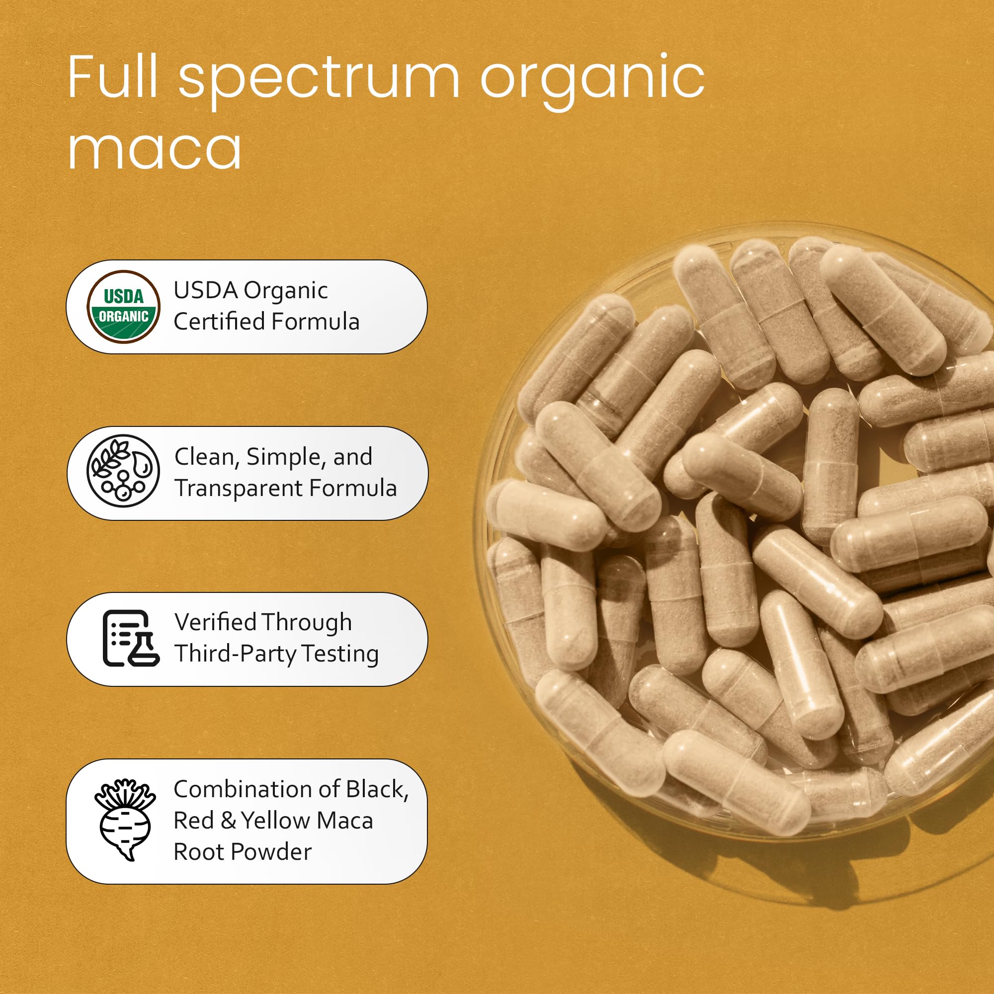 NaturaLife Labs Organic Maca Root – Black, Red & Yellow – 1900 mg per Serving – 150 Capsules – Gelatinized Peruvian Maca