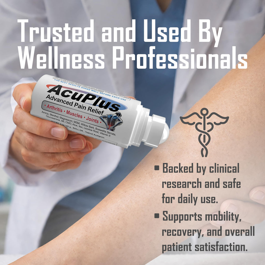 AcuPlus - Pain Relief Roll On - Topical Anti Inflammatory to Soothe Muscles & Joints - Arthritis Pain Reliever, Bursitis, Tendonitis Cream - TSA Compliant, Convenient Roll On - 3 fl. oz. (Pack of 1) AcuPlus Au supplements