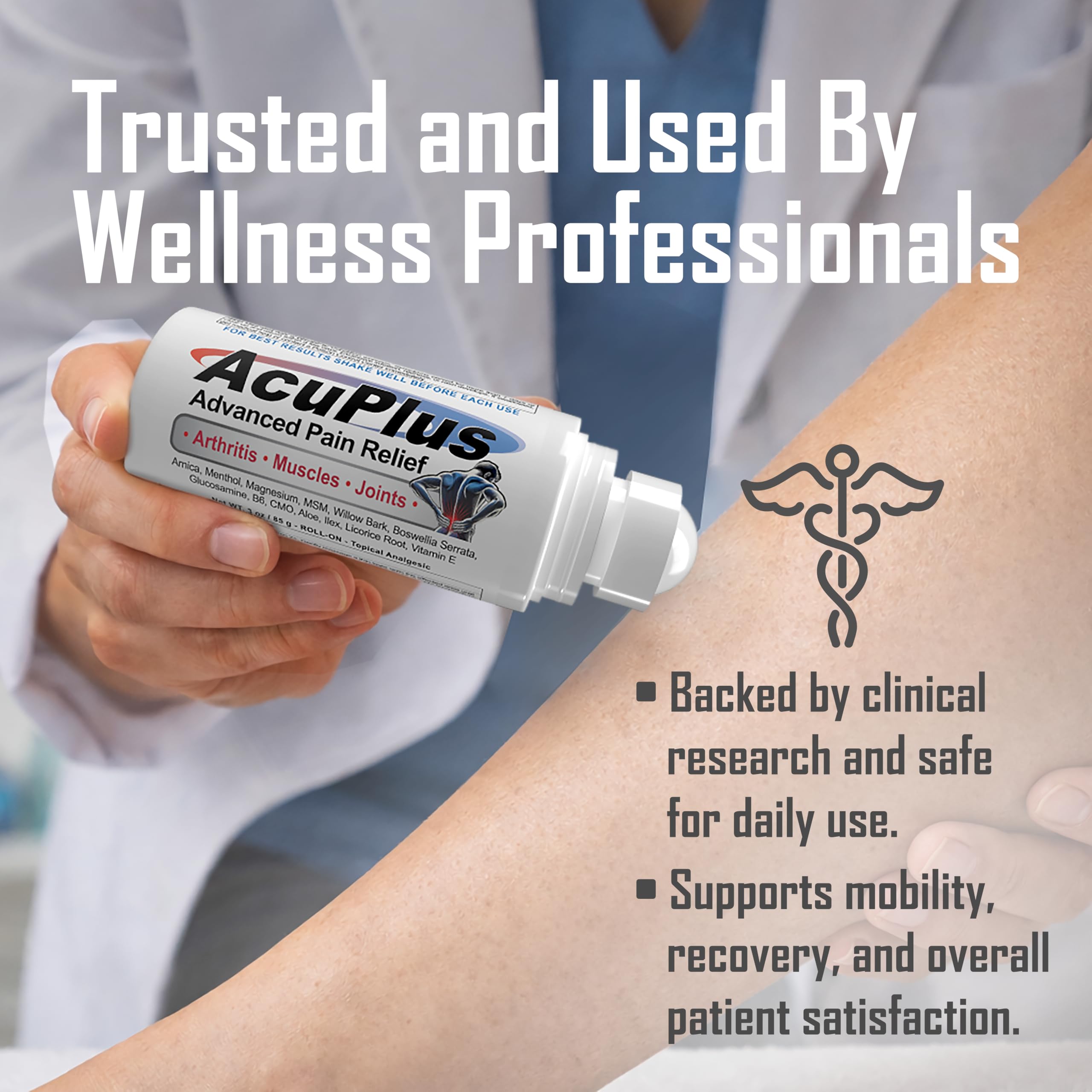 AcuPlus - Pain Relief Roll On - Topical Anti Inflammatory to Soothe Muscles & Joints - Arthritis Pain Reliever, Bursitis, Tendonitis Cream - TSA Compliant, Convenient Roll On - 3 fl. oz. (Pack of 1) AcuPlus Au supplements