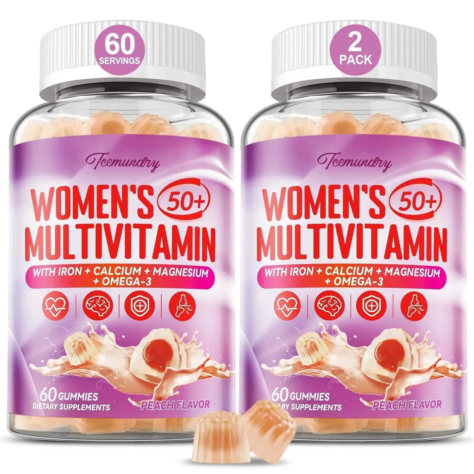 Multivitamin Gummies for Women 50 Plus - with Omega 3, Coenzyme Q10, Iron, Calcium, Zinc, Vitamin A, C, D3, E, K2, B Complex, Folate Tcemundry Au supplements