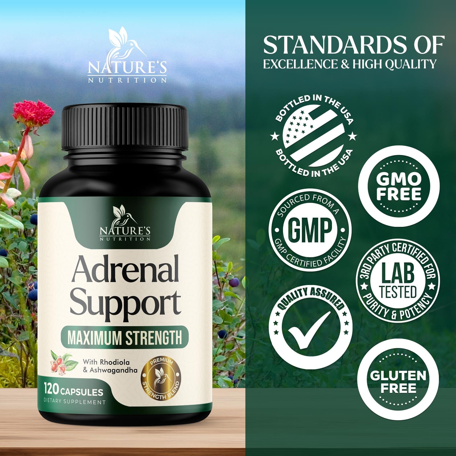 Nature's Nutrition Adrenal Support Supplements Cortex Complex, Best Energy Supplement, Supports Health & Energy Levels, Daily Ashwagandha for Women & Men, Supports Immune System, 120 Capsules Nature's Nutrition Au supplements