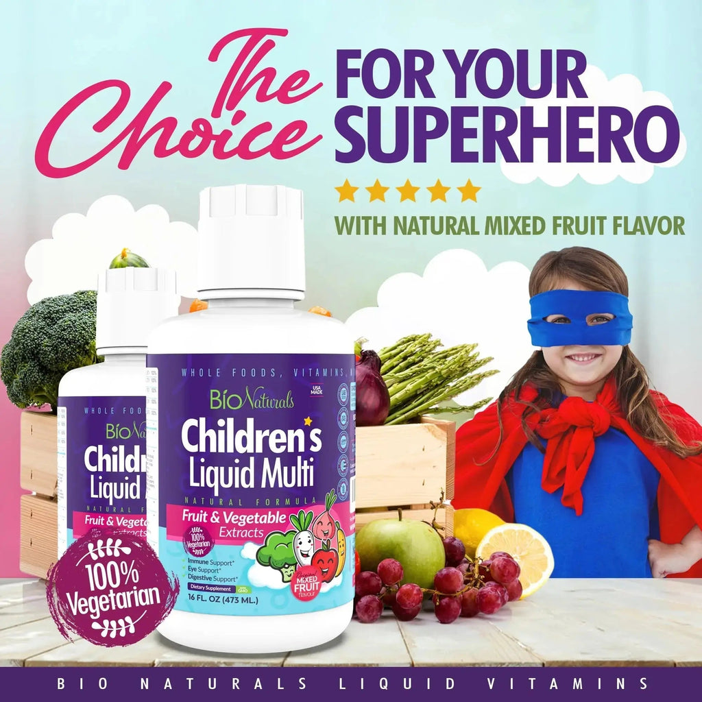 Bio Naturals Children's Liquid Multivitamin & Immune Booster - Natural Supplement for Kids & Toddlers with Vitamins A B C D3 E, Fiber Bio Naturals Au supplements