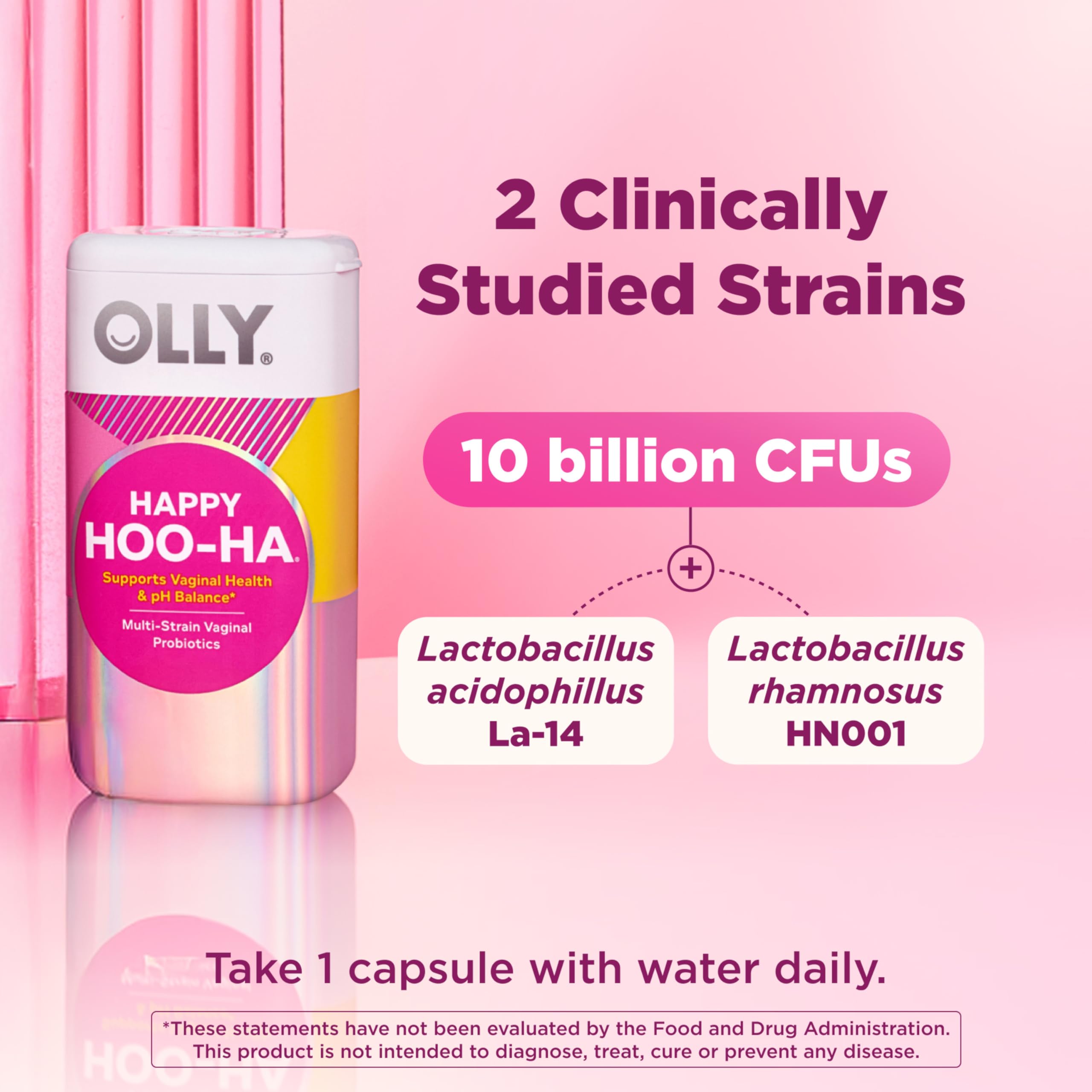 OLLY Happy Hoo-Ha Capsules, Probiotic for Women, Vaginal Health and pH Balance, 10 Billion CFU, Gluten Free - 25 Count OLLY Au supplements