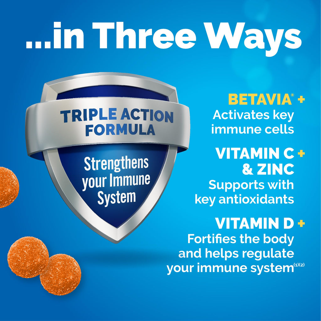Emergen-C Immune+ Triple Action Immune Support Gummies, BetaVia (R), 1000mg Vitamin C, B Vitamins, Vitamin D and Antioxidants