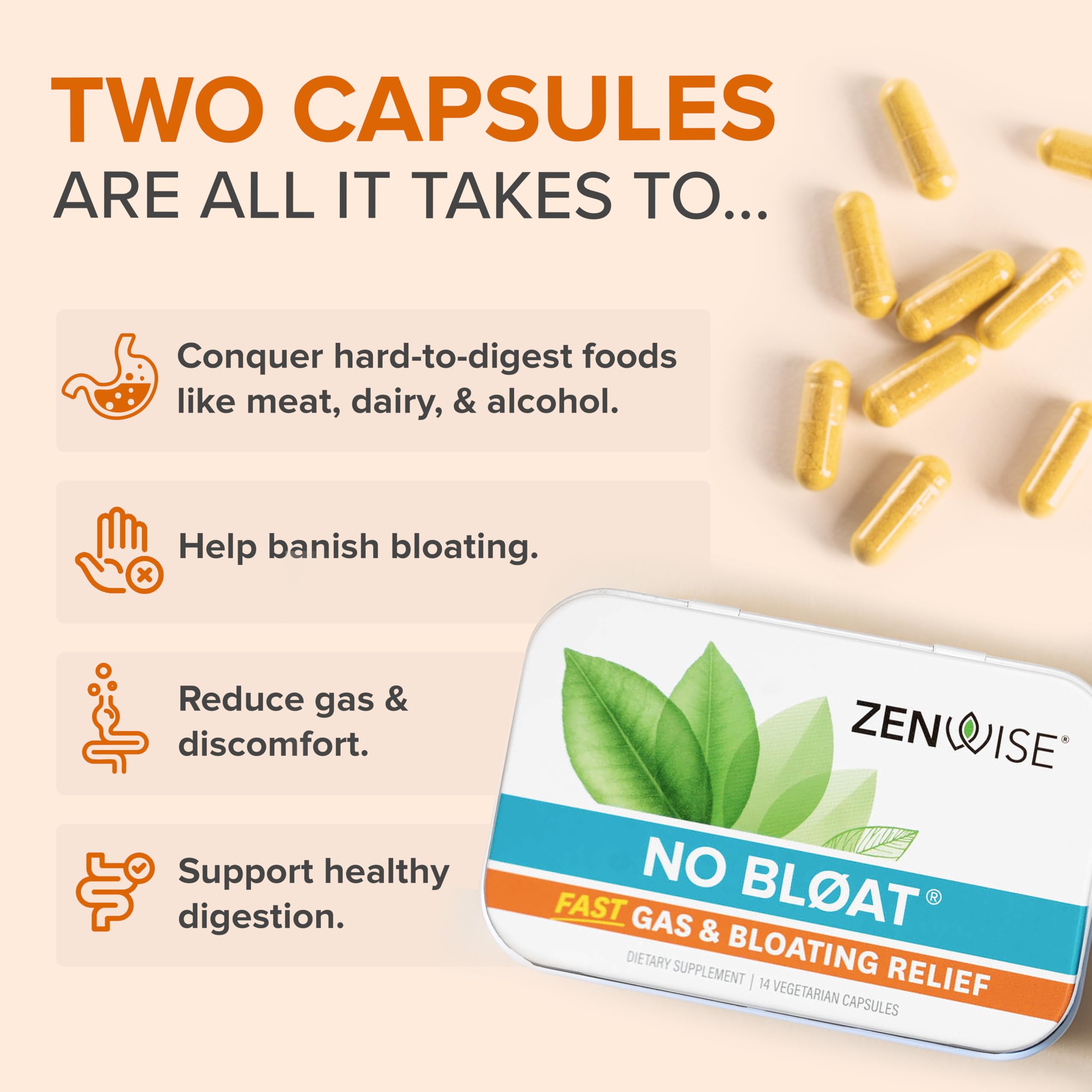 Zenwise Health No Bloat Probiotics for Women and Men Digestive Health with Ginger, Dandelion, and Lactase, Digestive Enzymes for Gas and Bloating Relief - Vegan Water Retention Pills - 14 CT Zenwise Health Au supplements