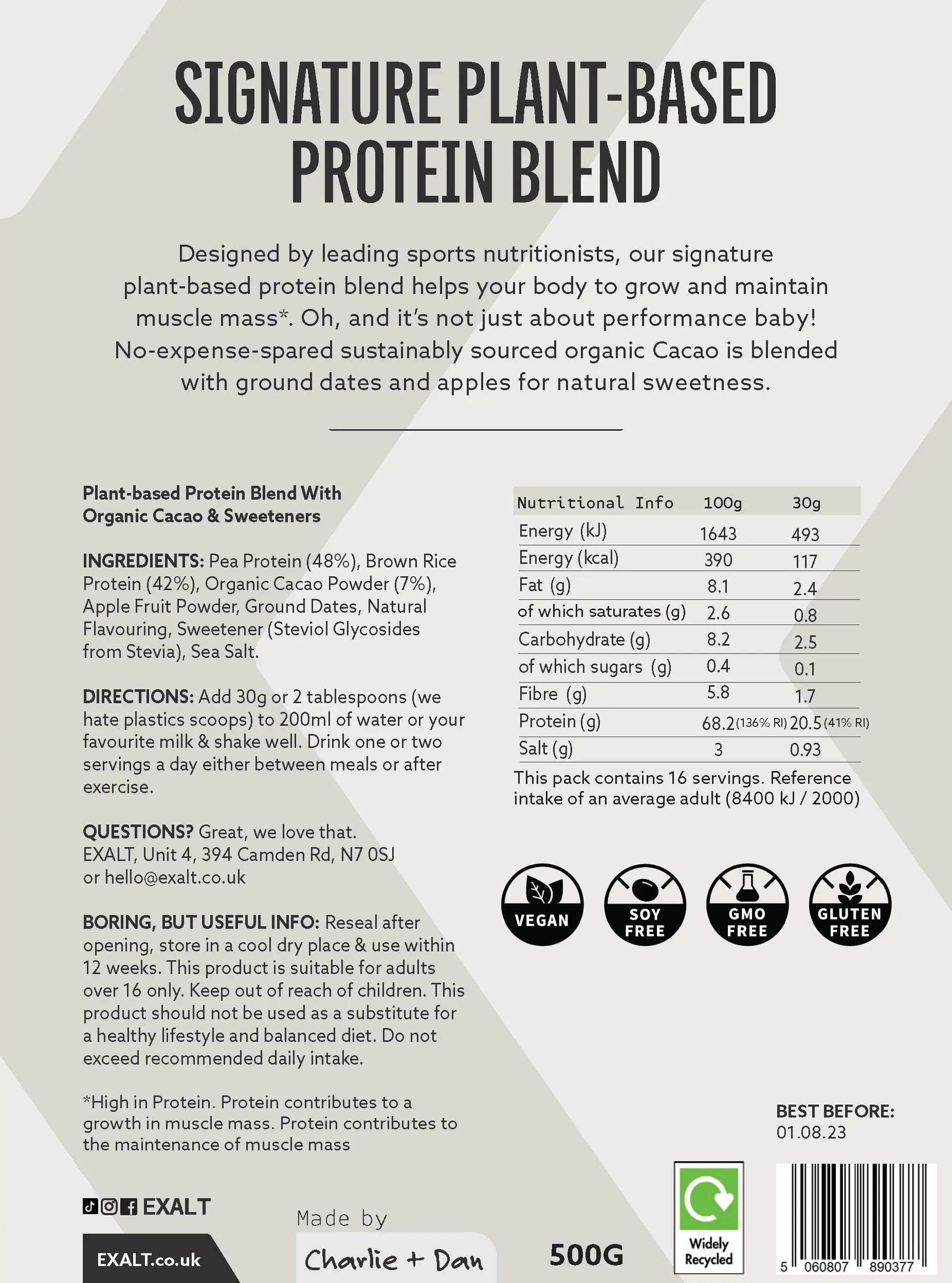 EXALT Vegan Protein Powder - 100% Plant-Based – Gluten Free - Keto Friendly EXALT Au supplements