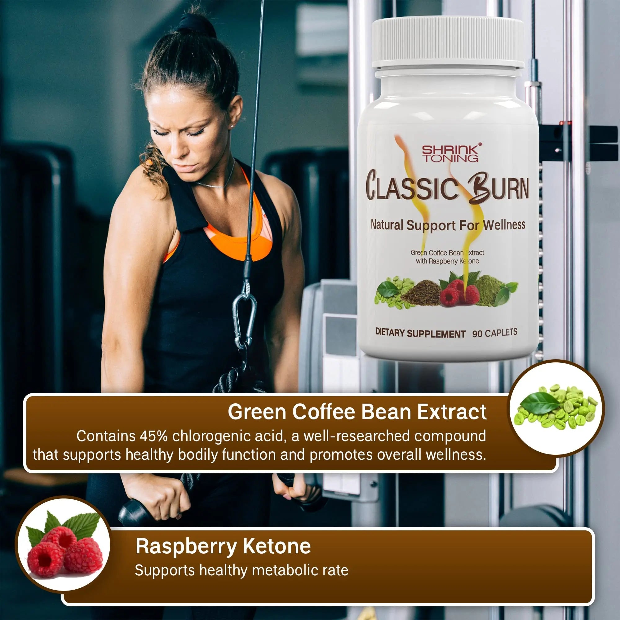 shrink Classic Burn - Pure Green Coffee Bean Extract and Raspberry Ketones with 45% shrink Au supplements