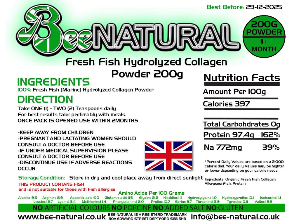 Bee-natural Hydrolyzed Marine Collagen Powder 200g Bee-natural Au supplements