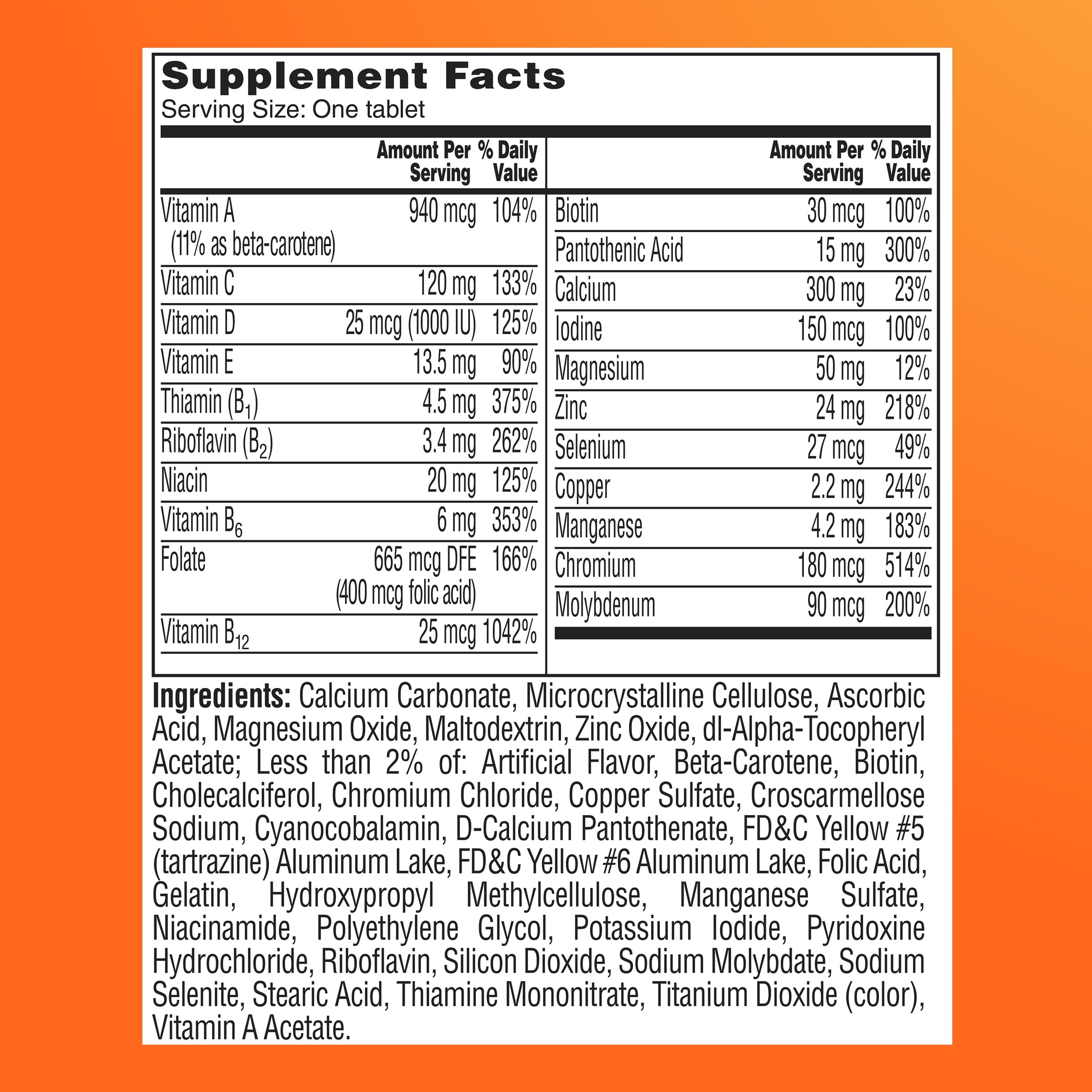 One A Day Multivitamin for Women 50 and Over Tablets, Womens Multivitamin 50 plus with Vitamins D, C, E, Zinc & Biotin, Daily Vitamins