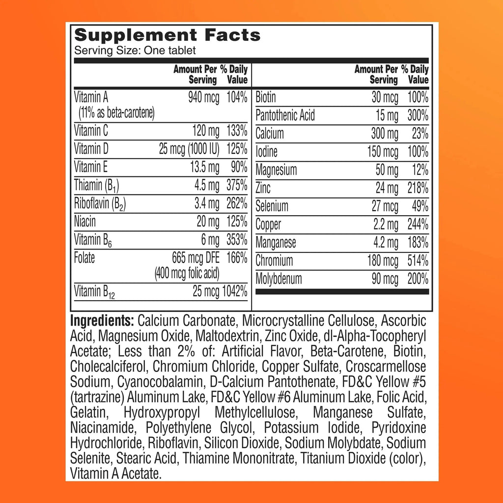 One A Day Multivitamin for Women 50 and Over Tablets, Womens Multivitamin 50 plus with Vitamins D, C, E, Zinc & Biotin, Daily Vitamins for Woman 50+, 65 Ct ONE A DAY Au supplements