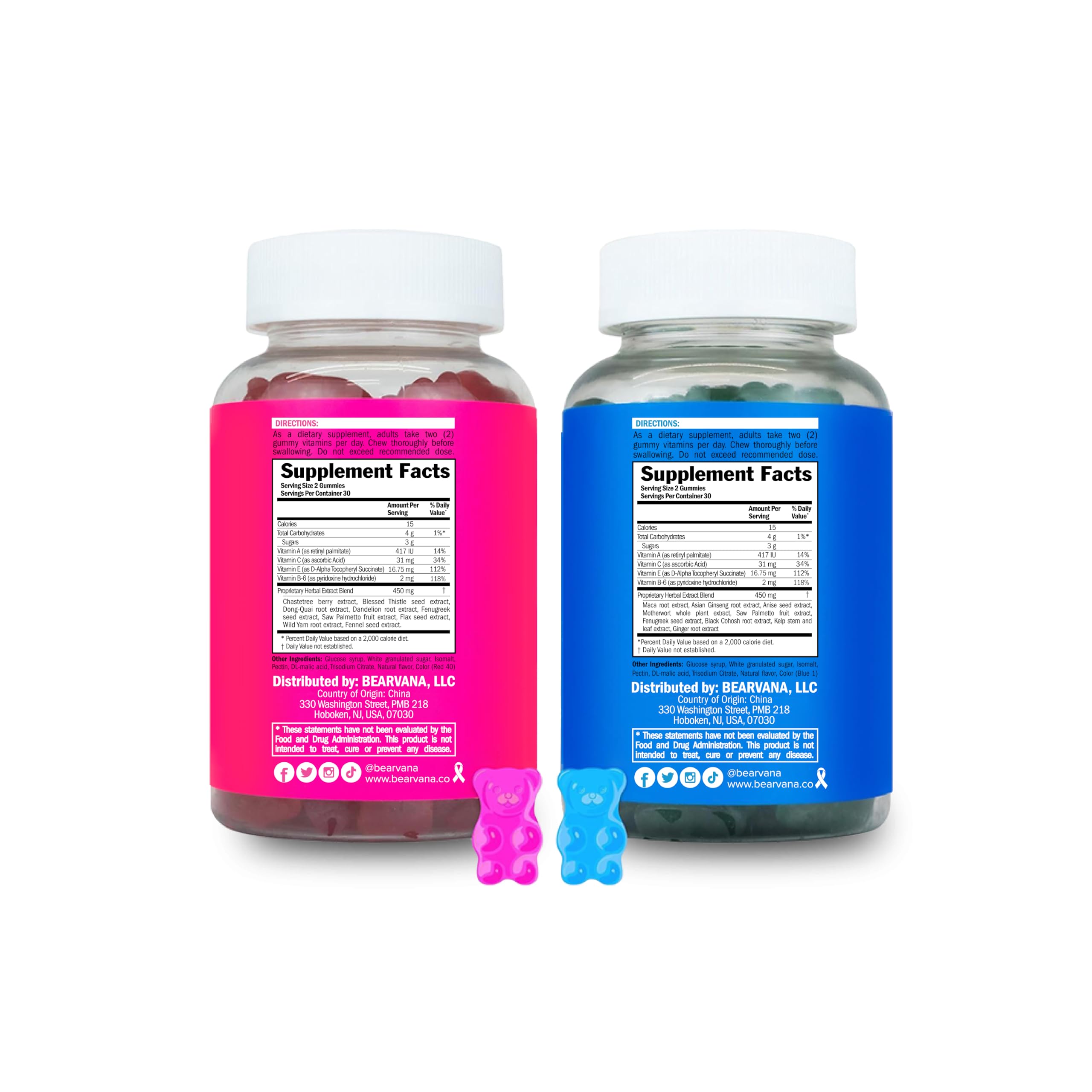 BEARVANA Top & Peach Support Combo Pack Multivitamin Gummies for Women | Includes Herbal Extracts & Essential Vitamins