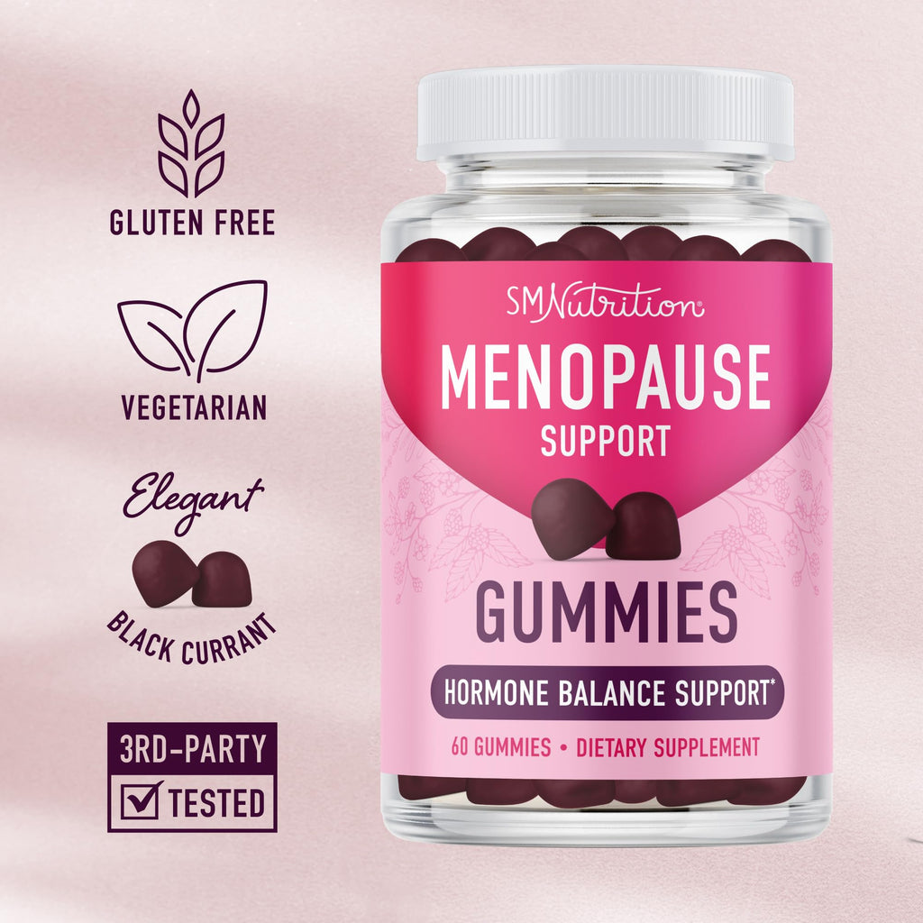 Menopause Support Gummies | Hormone Balance Relief for Hot Flashes, Night Sweats, Mood Swings, & Bloating | with Phytoestrogen Soy, Vitamin D3, PABA, Biotin | Vegetarian, Gluten-Free | 60 Count SMNutrition Au supplements