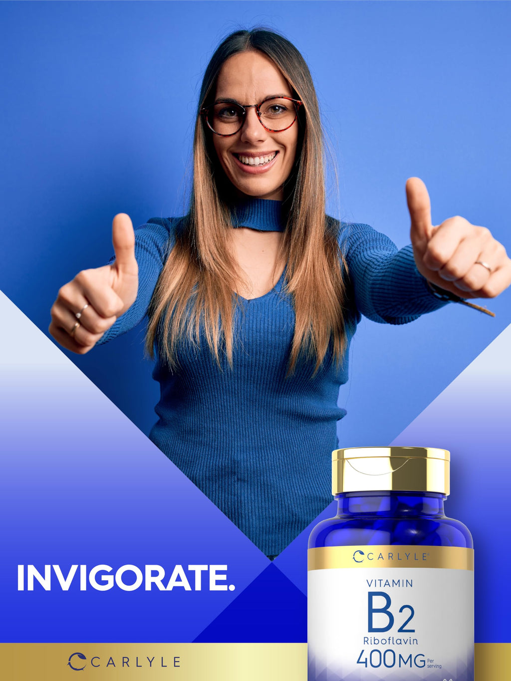 Carlyle Vitamin B-2 400mg | 180 Count | Non-GMO, Gluten Free Supplement | B2 Riboflavin