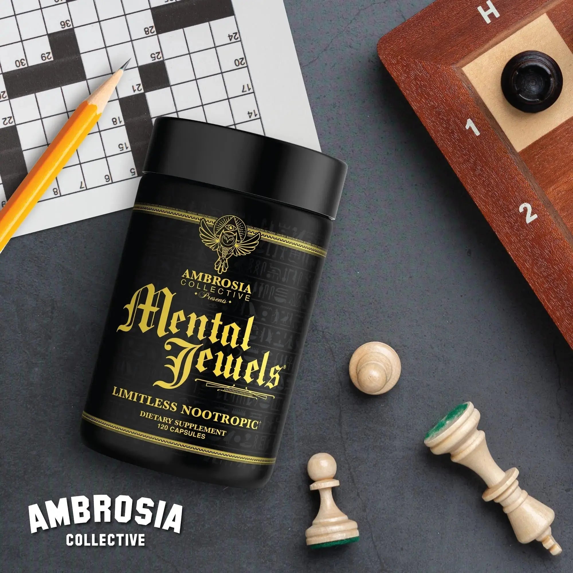Ambrosia Mental Jewels (Capsules) - Cognitive Enhancer | Increase Memory, Communication Skills, Concentration & Focus | Alpha GPC, Choline, BaCognize Ambrosia Au supplements