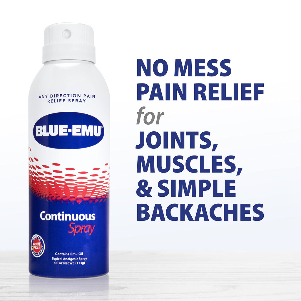 Blue-Emu Continuous Pain Relief Spray for Fast-Acting Joint & Muscle Relief, 4 Oz, 1 Pack BLUE-EMU Au supplements