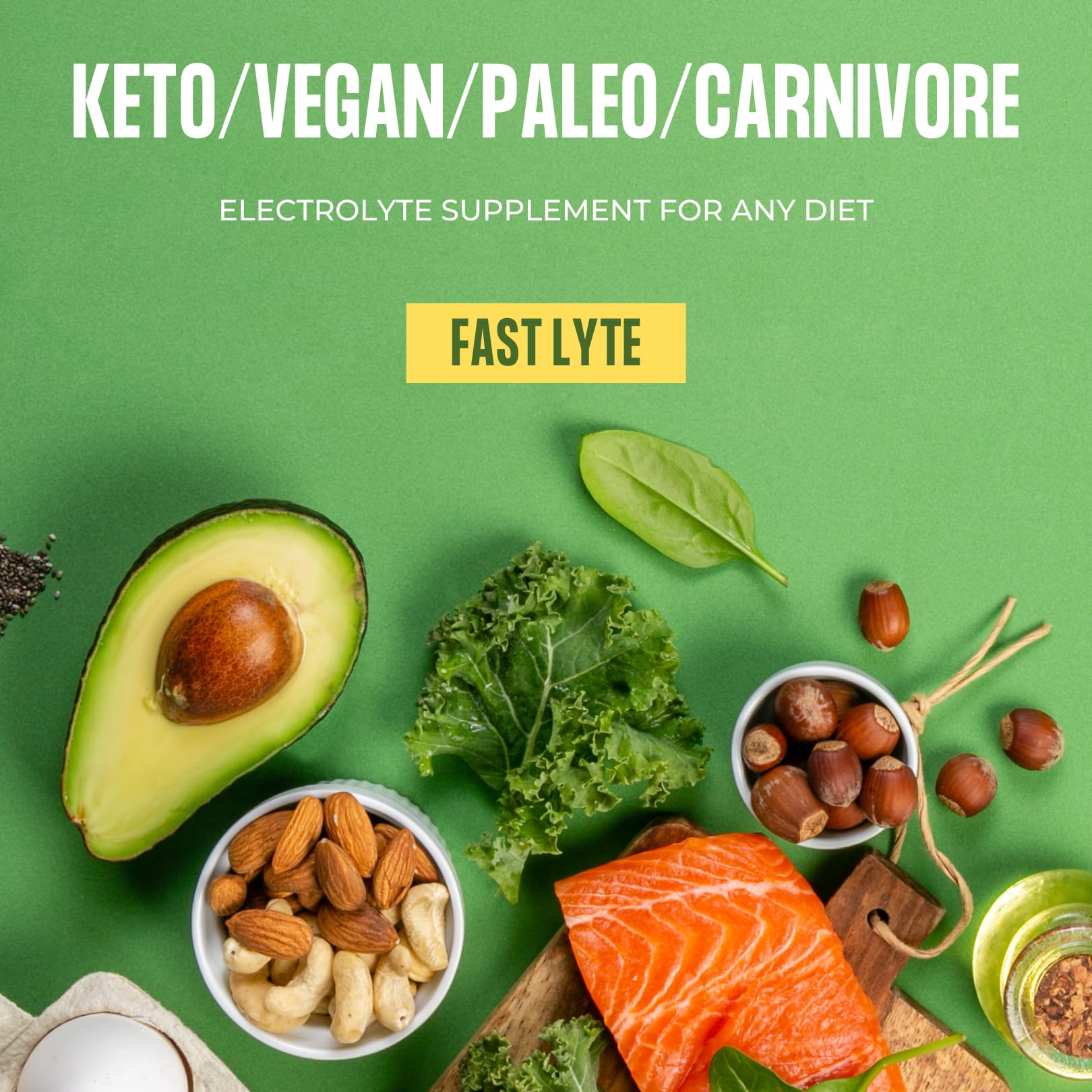 FAST LYTE No Sugar Electrolytes Powder in the Raw | Mix in Coffee, Soup, Juice, Water, Smoothies, Broth, Anything | No Sweeteners or Flavorings | Keto & Sugar Free | Non-GMO & Vegan