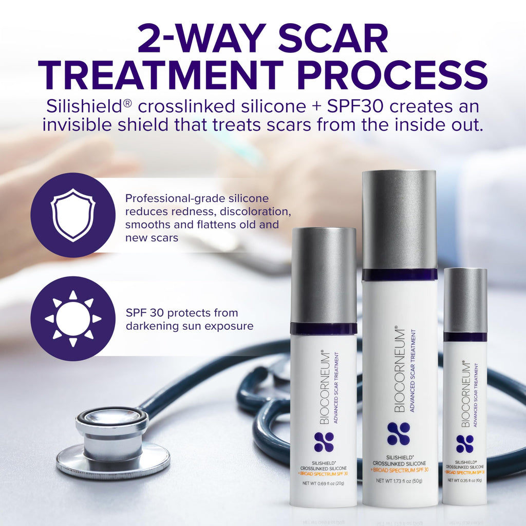 Biocorneum Advanced Scar Treatment with Silishield® & SPF 30 10g – Medical Grade Silicone Gel to Support Healing of Surgical Scars and Marks