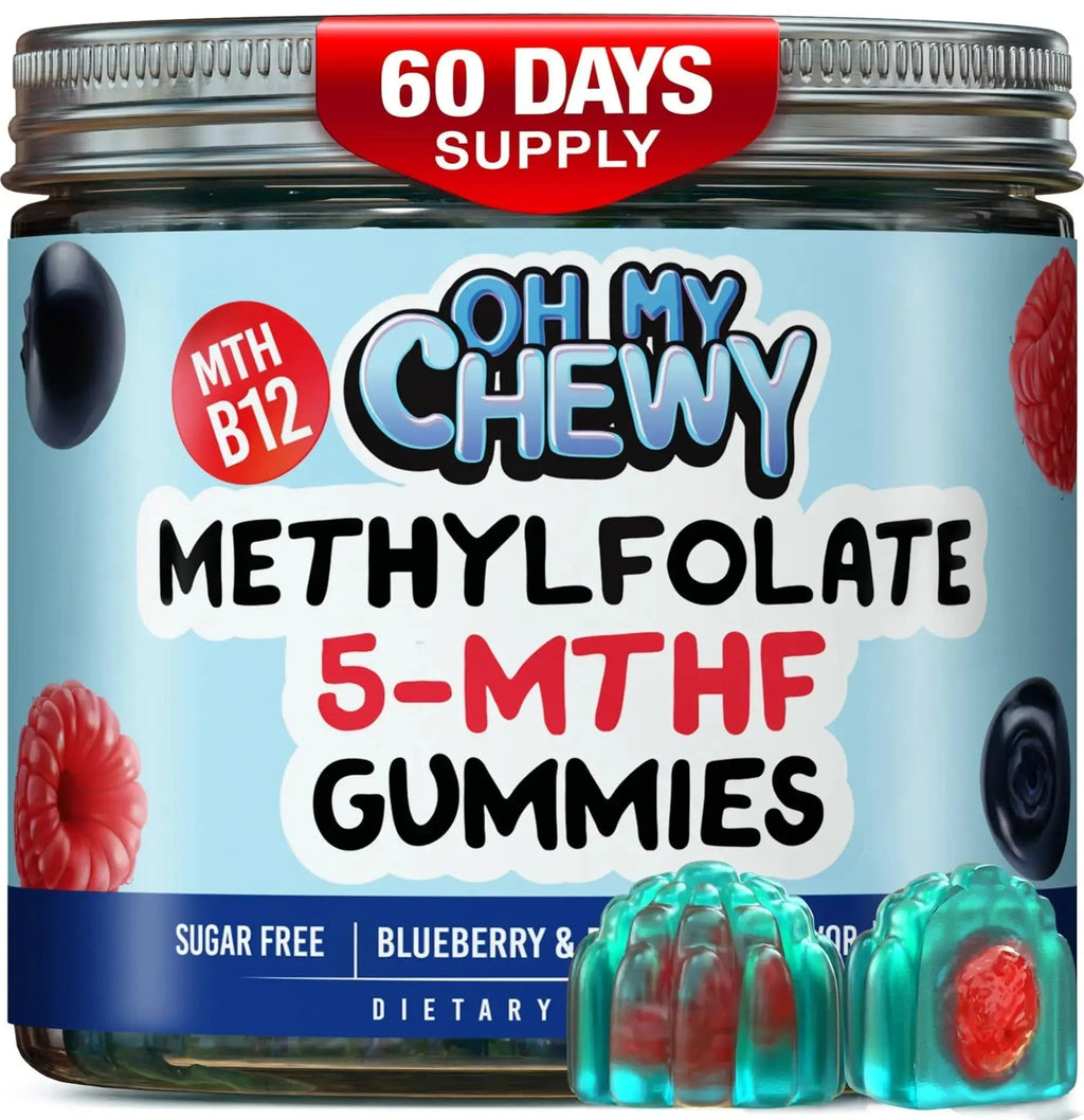 Center-Filled 5-MTHF Folate L-MethylFolate Sugar-Free Gummies - MTHFR Supplement Support with Methylated B1, B6 and Methyl B12 Multivitamins OH MY CHEWY Au supplements