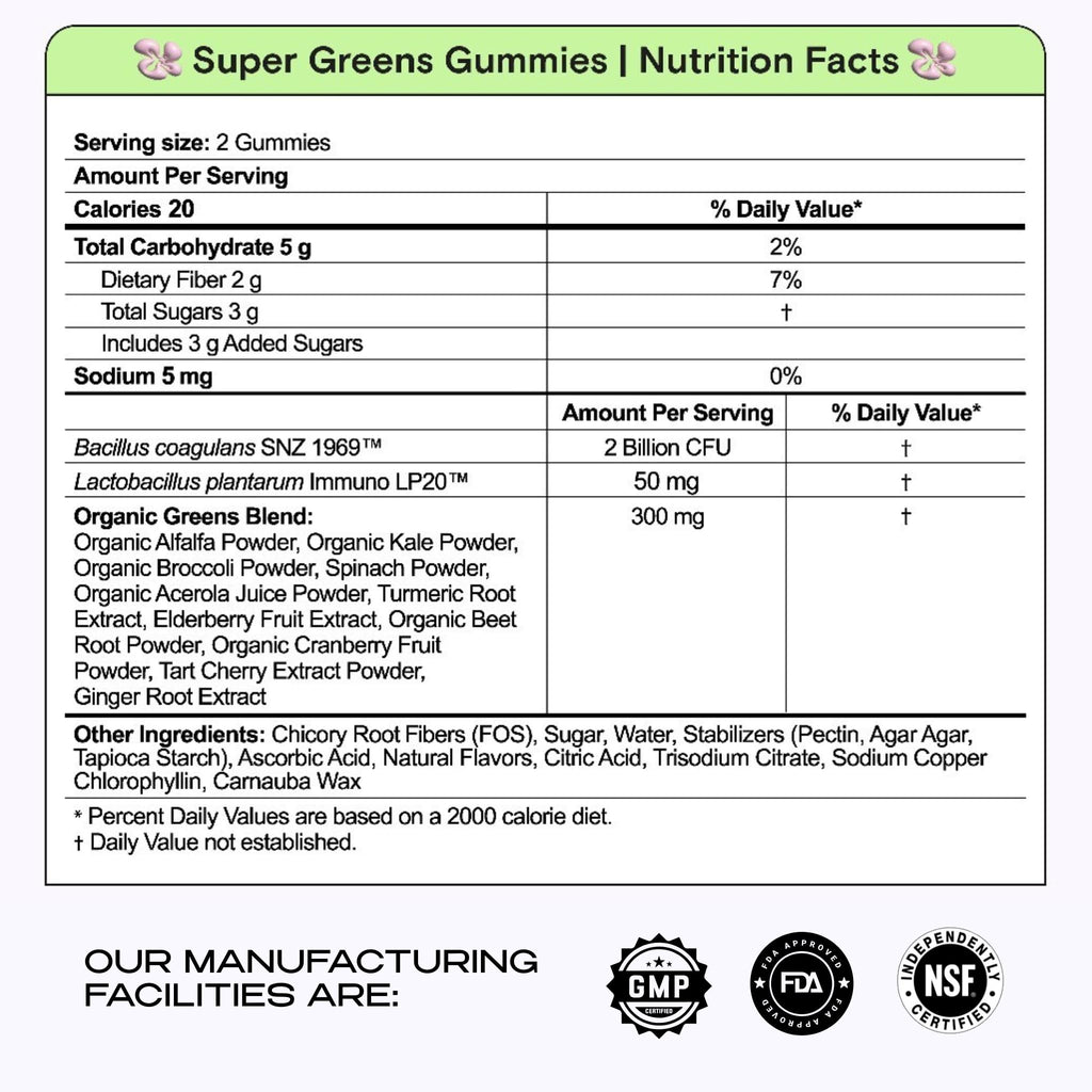 Kiala Nutrition Super Greens Gummies with 11x Organic Greens, Pre, Post & Probiotics, Antioxidants, Multivitamin, Fiber Supplement Supports Gut Health & Digestion, Dairy Free, Vegetarian, 60 Count Kiala Nutrition Au supplements