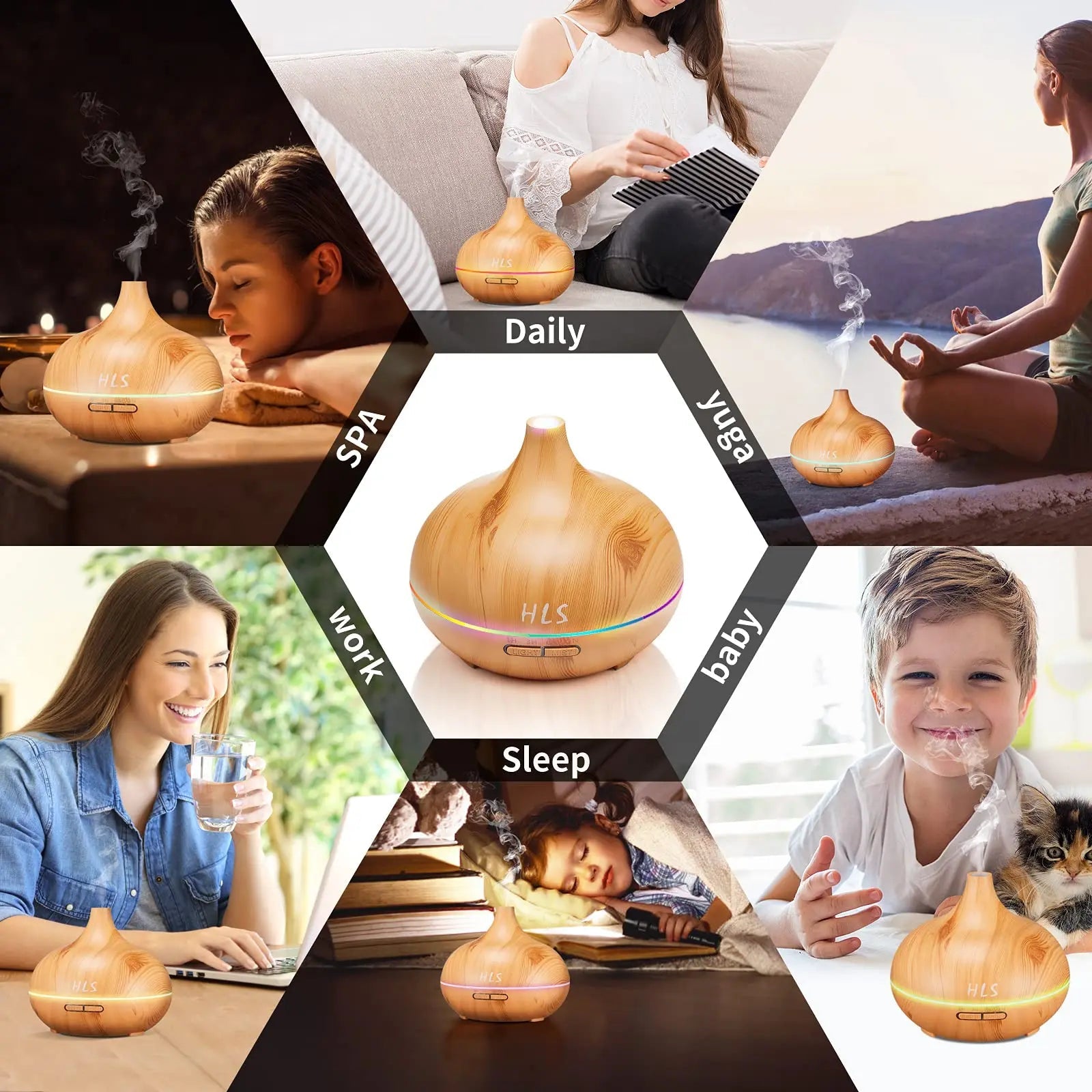 HLS 550ml Aroma Diffusers for Essential Oils Large Room with 10 Essential Oils,Ultrasonic Aromatherapy HLS Au supplements