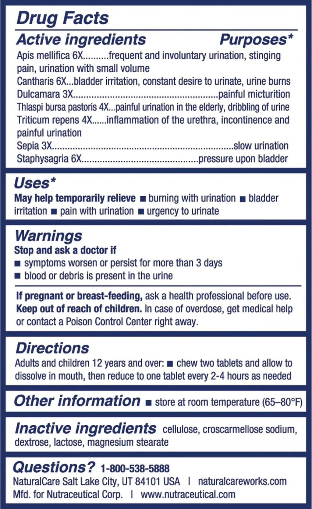 NaturalCare UTI Care Tablets - Fast-Acting Relief for Urinary Tract Infection, 60 Count NaturalCare Au supplements