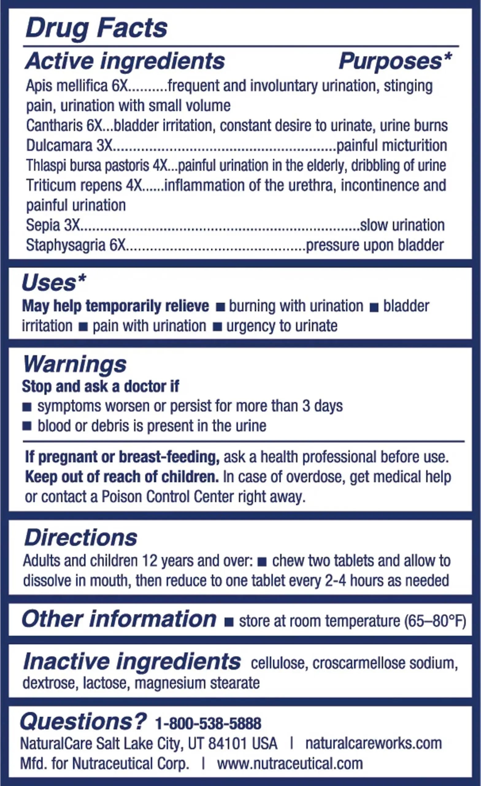NaturalCare UTI Care Tablets - Fast-Acting Relief for Urinary Tract Infection, 60 Count NaturalCare Au supplements