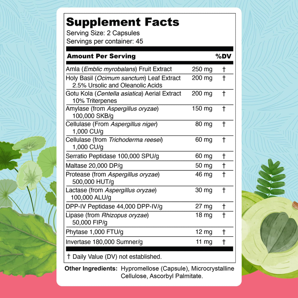 UpWellness Total Revive+ Digestive Enzymes - Broad-Spectrum Enzymes for Digestive Health - Supports Gut Health and Nutrient Absorption