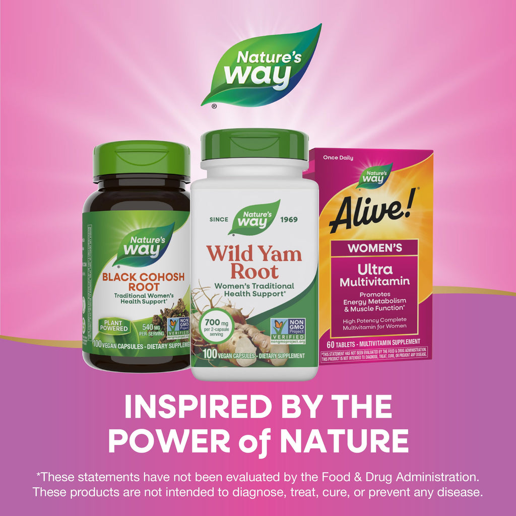 Nature's Way Wild Yam Root Capsules, Women's Traditional Health Support*, 700 mg per 2-Capsule Serving, Non-GMO Project Verified, 100 Vegan Capsules (Packaging May Vary) Nature's Way Au supplements