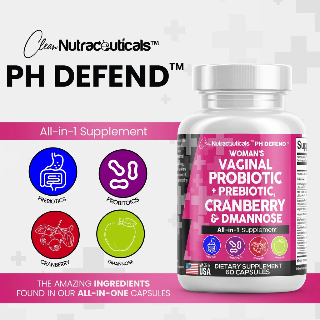 Vaginal Probiotics For Women + Prebiotics 20 Billion Cranberry Pills 30,000mg w/ D-Manno Clean Nutraceuticals Au supplements