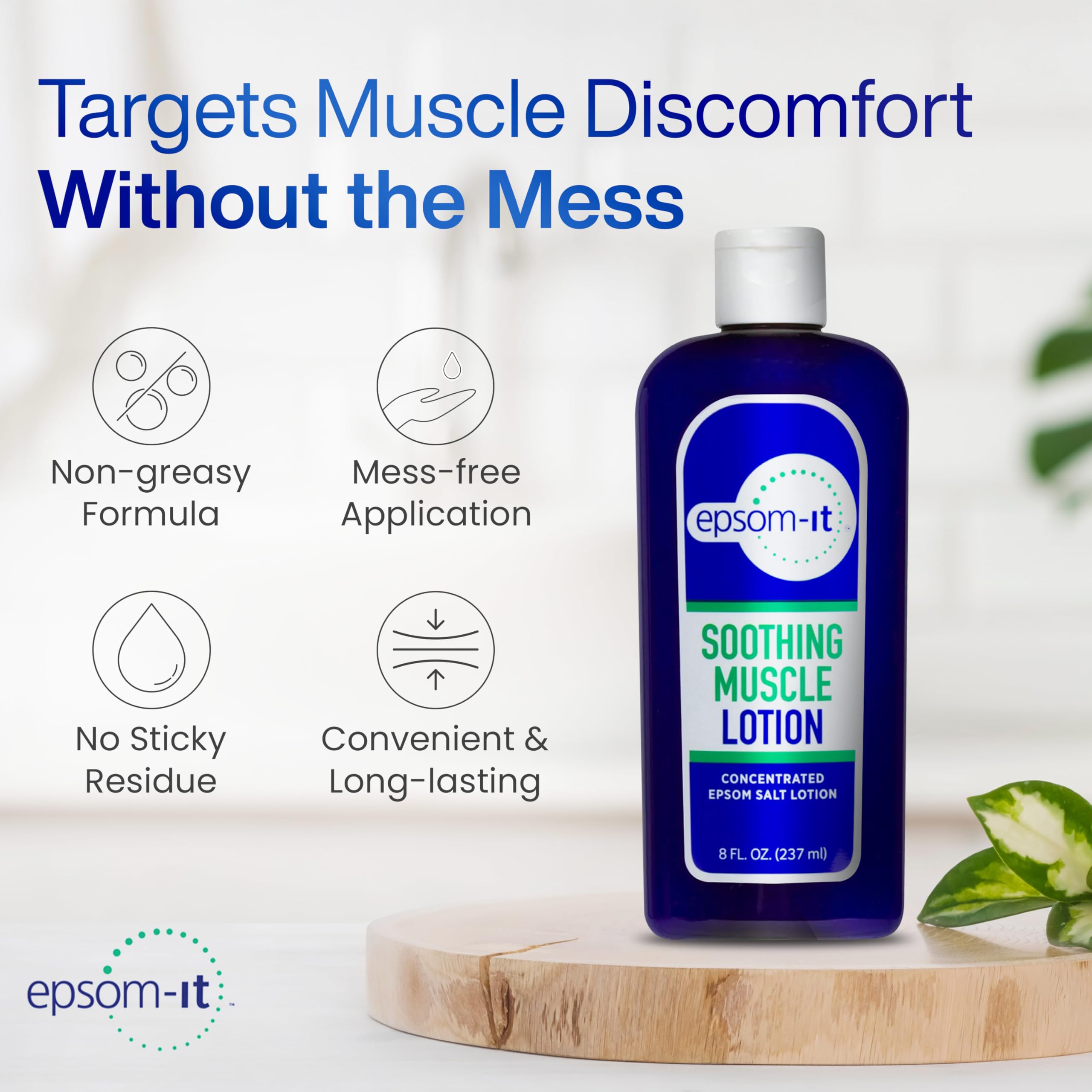 Epsom-It Soothing Muscle Magnesium Lotion – Epsom Salt Topical Cream with Arnica and Magnesium Sulfate - Designed for Muscle Stiffness, Leg Cramps, Feet, Knees and Achy Feet - 8.0 oz EPSOM-IT Au supplements