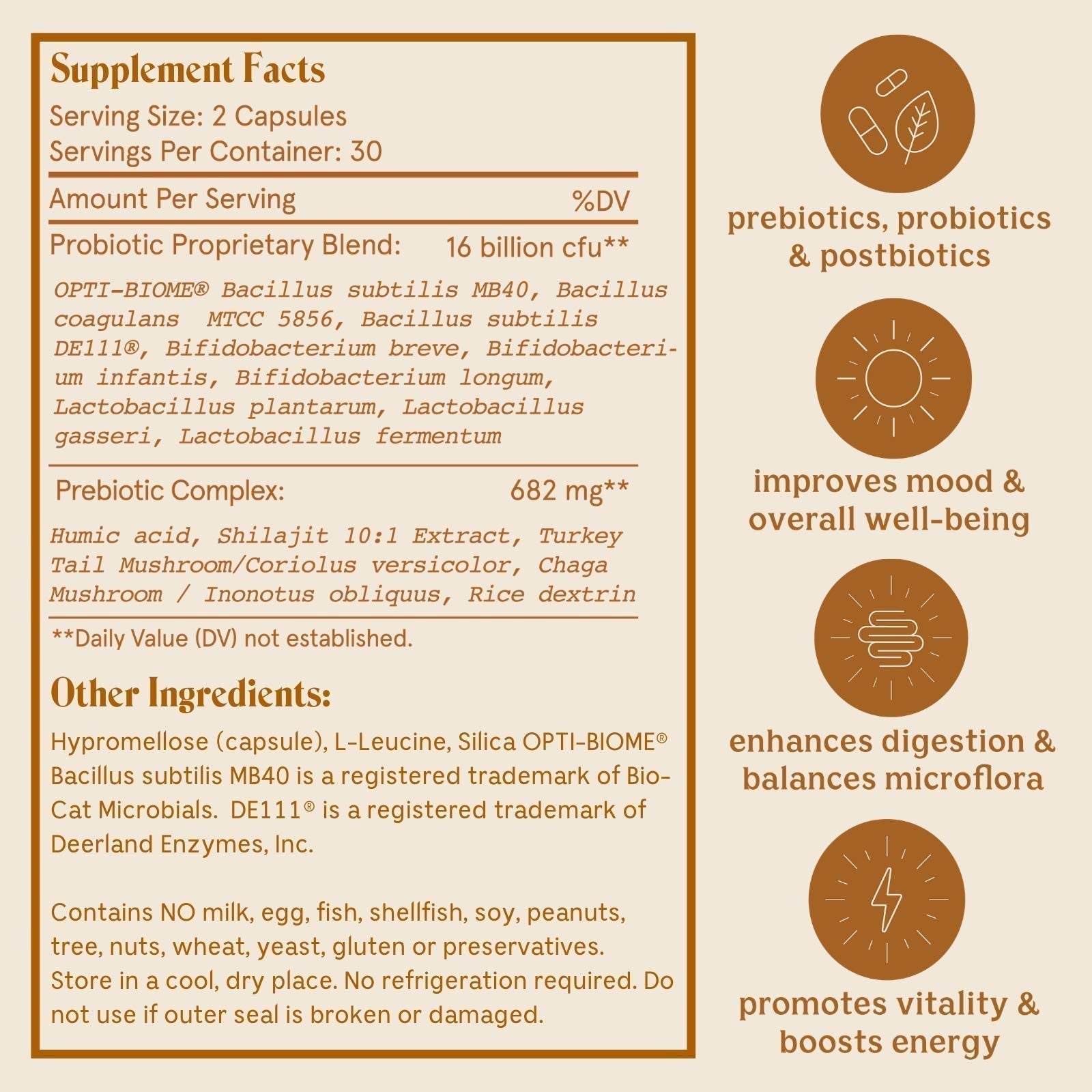 Feel Good SBO Probiotics — Soil Based Organisms (SBOs), Prebiotics, Postbiotics, Humic Acid, Shilajit, Chaga & Turkey Tail Mushroom for Digestion — Solluna by Kimberly Snyder (60CT) Vegan & Non-GMO Solluna by Kimberly Snyder Au supplements