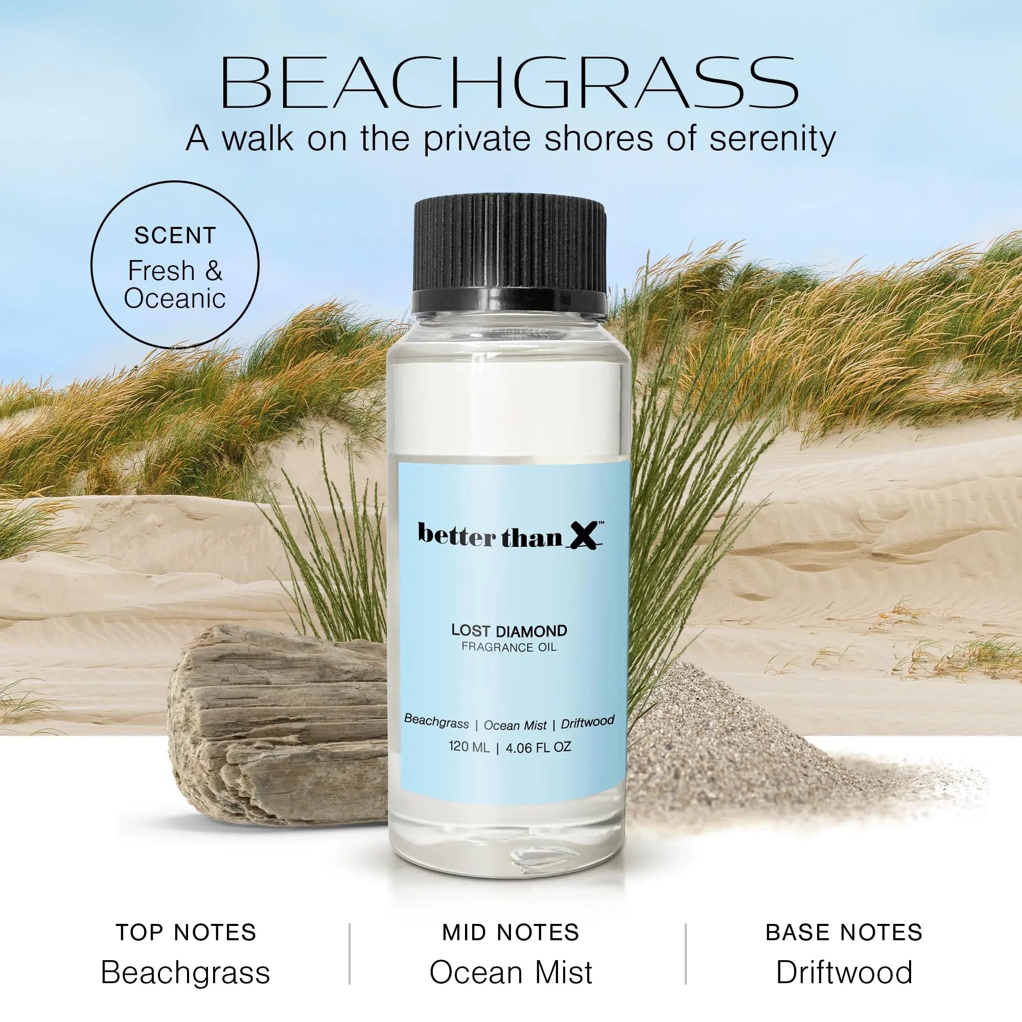 Better Than X Beachgrass Fragrance Oil - Lost Diamond Oceanic Scent for Diffusers - Premium Scent BETTER THAN X Au supplements