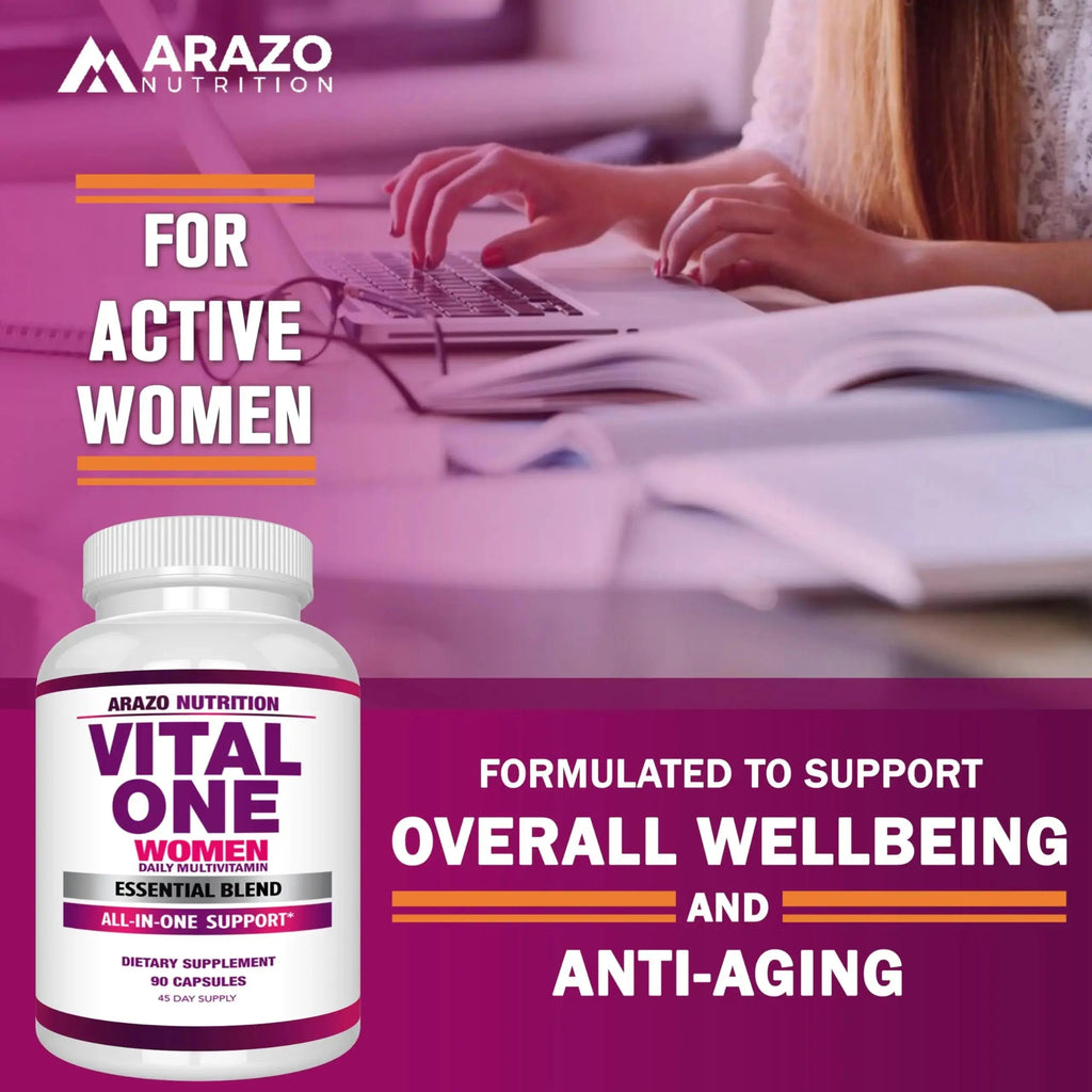 Arazo Nutrition Vital One Multivitamin for Women - Daily Wholefood Supplement - 90 Vegan Capsules Arazo Nutrition Au supplements