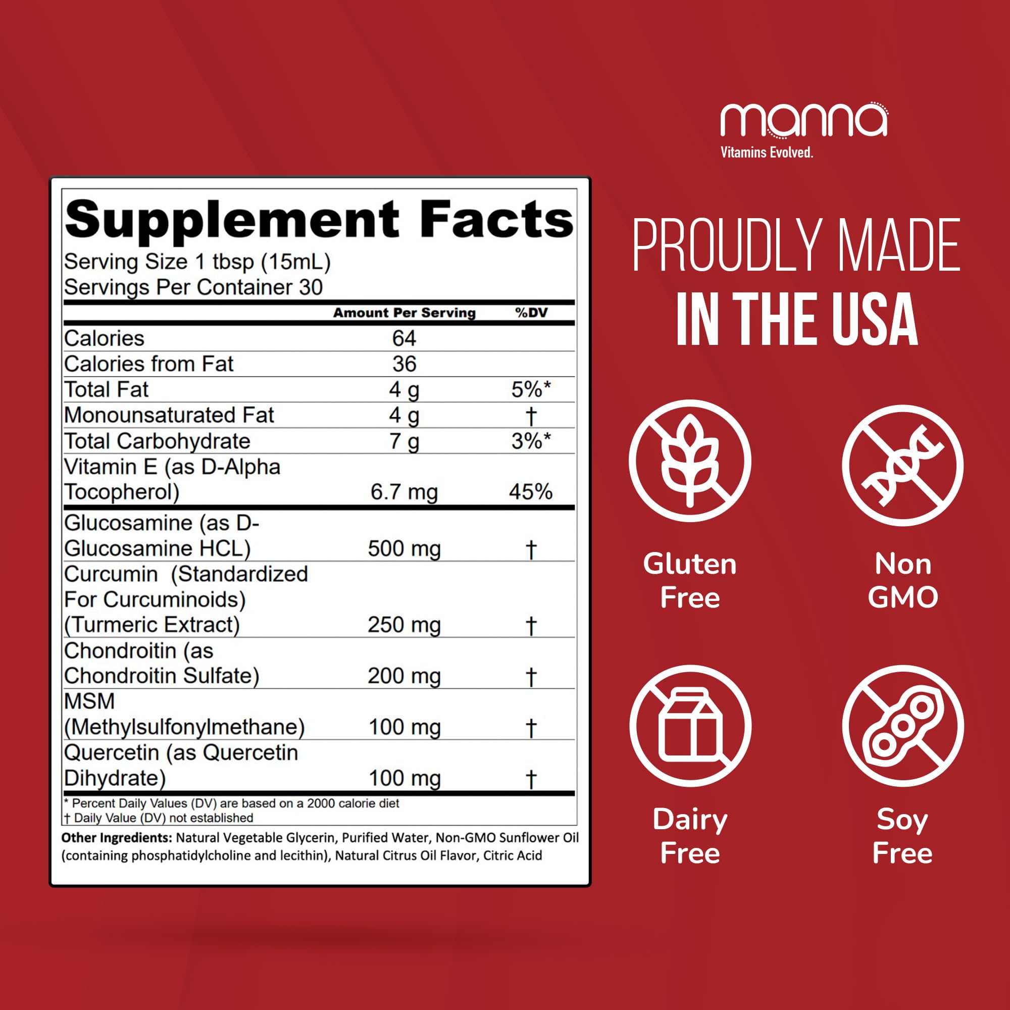 Manna Vitamins Evolved Liposomal Joint Relief Supplement for Women, Men Includes Curcumin, Glucosamine, Chondroitin, Quercetin for Joint Health, Swelling, Aches, Increase Range of Motion, Mobility Manna Vitamins Evolved Au supplements