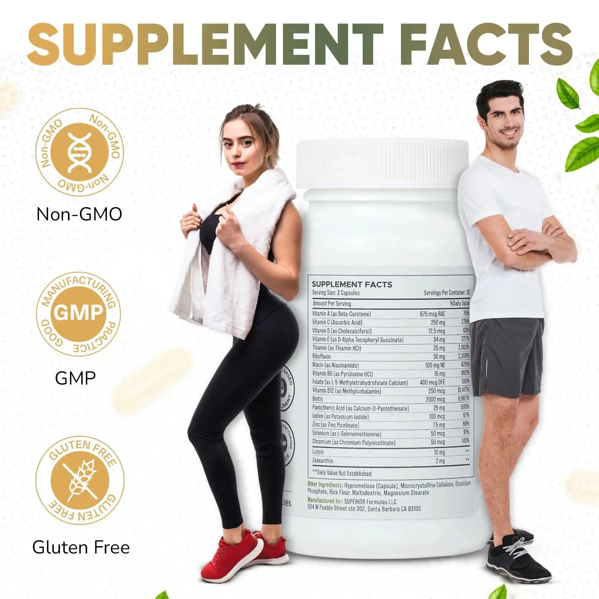 Superior Formulas LLC High Potency Multivitamin with AREDS2 Nutrients; Physician-Formulated Daily Supplement with Lutein, Zeaxanthin, Zinc, Vitamin C & E Superior Formulas LLC Au supplements
