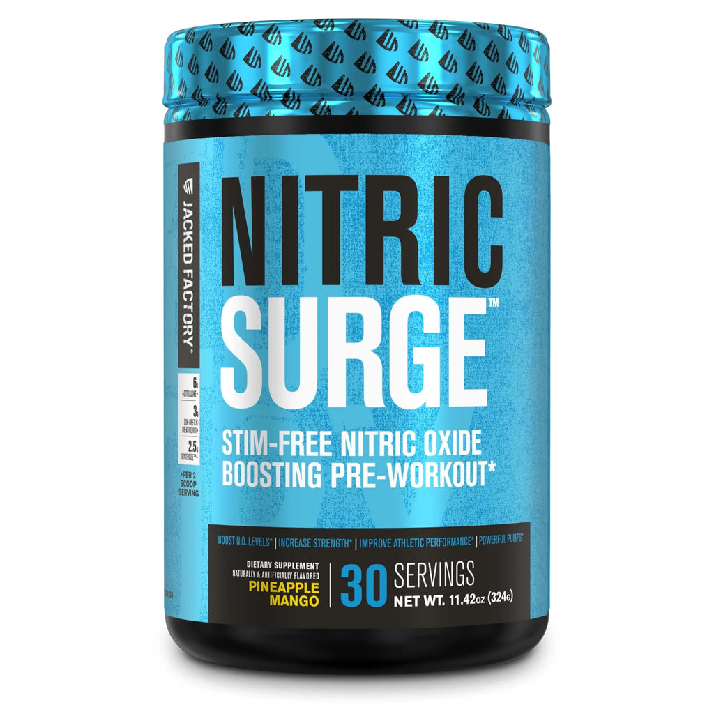 Nitric Surge Stim Free Pre Workout Powder - Caffeine Free Nitric Oxide Supplement Jacked Factory Au supplements
