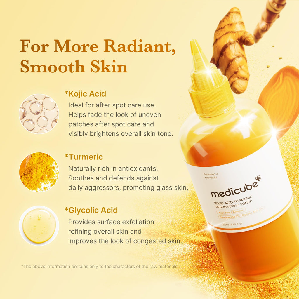 medicube Kojic Acid Turmeric Smoothing Toner for Face & Body | Lightweight Toner for Balancing Uneven Skin Tone & Texture