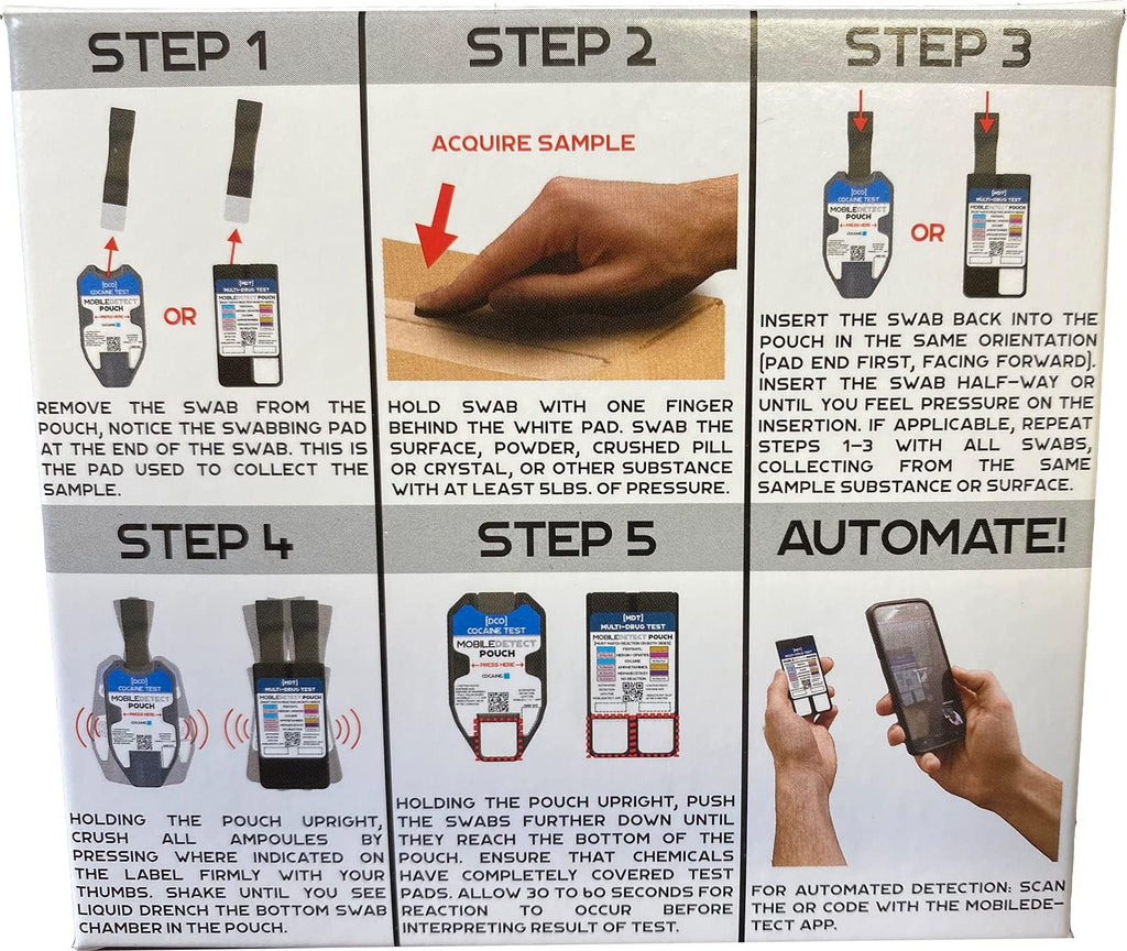 MobileDetect Pouch Residue Detection Multi-Drug Test Kit - Rapid Surface Residue Detector MobileDetect Pouch Au supplements