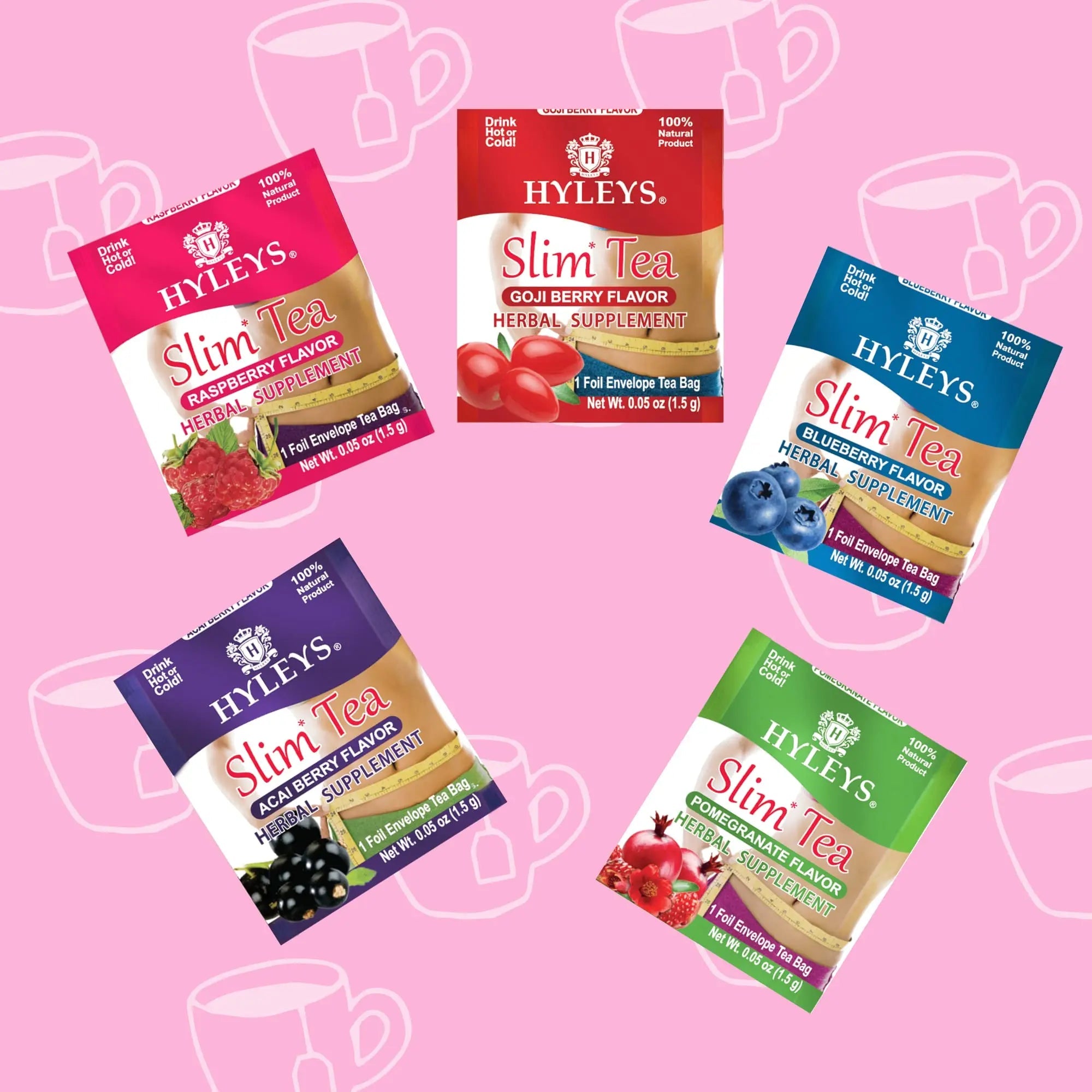 Hyleys Slim Tea 5 Flavor Assortment - Weight Loss Herbal Supplement Cleanse Hyleys Tea Au supplements