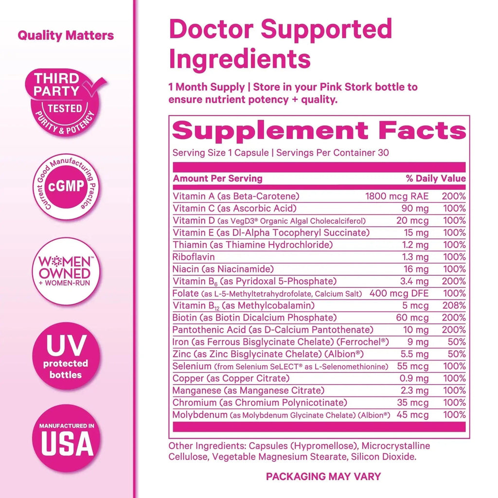 Pink Stork Total Women's Multivitamin - 19 Essential Vitamins for Women & Nutrients – Energy, Metabolism, Hormone, Immune & Mood Support Pink Stork Au supplements