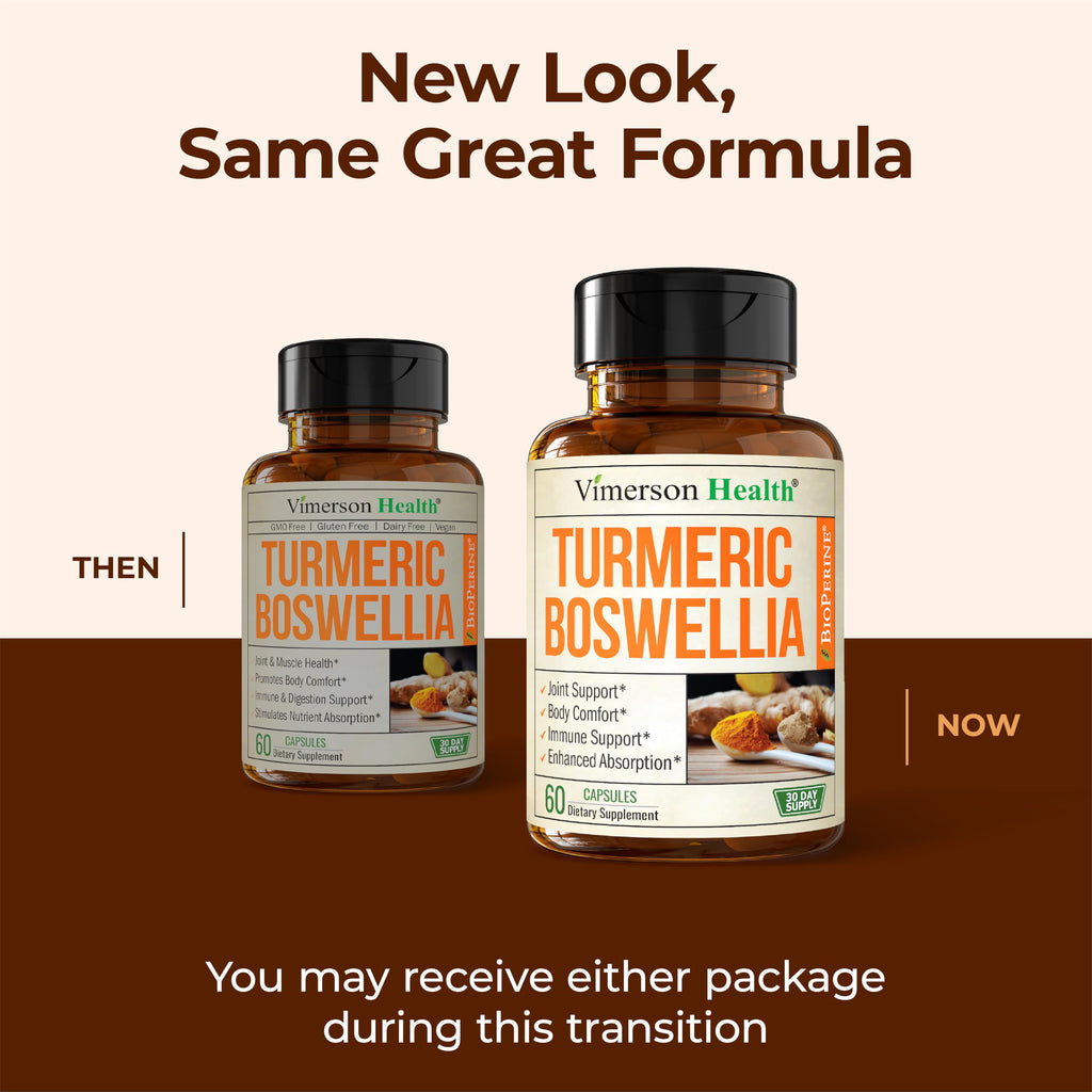 Turmeric Supplement w/Boswellia Serrata – Daily Support for Joint Health & Comfort – Organic Turmeric Curcumin Powder, Bioperine for Enhanced Absorption & Ginger Root – 60 Boswellia Extract Capsules Vimerson Health Au supplements