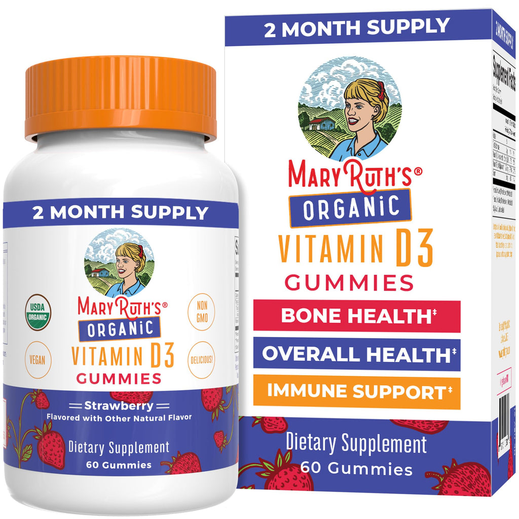 MARYRUTH'S Organic Vitamin D3 Gummies | 1000 IU | USDA Organic | Immune Support| Bone Health | Muscle Function | for Adults & Kids Ages 2+
