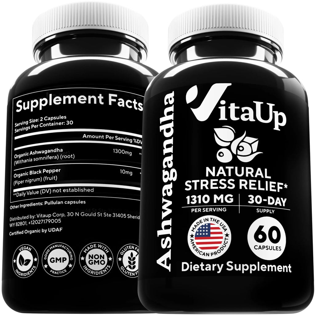 VitaUp Organic Ashwagandha Capsules 1310 mg - USA Made Ashwagandha Supplements VitaUp Au supplements