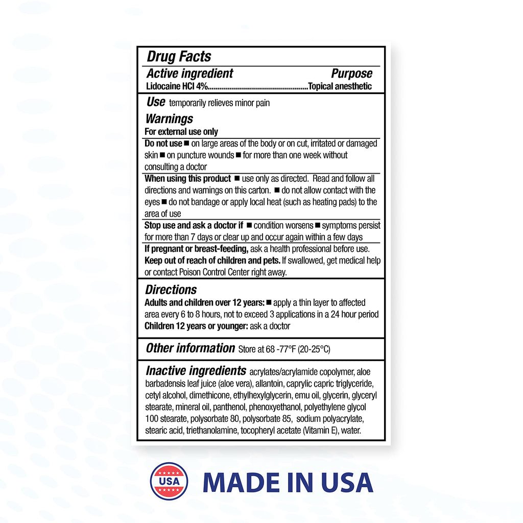 BLUE-EMU Lidocaine Pain Relief Cream for Fast, Numbing Relief, 2.7 Oz, 1 Pack BLUE-EMU Au supplements