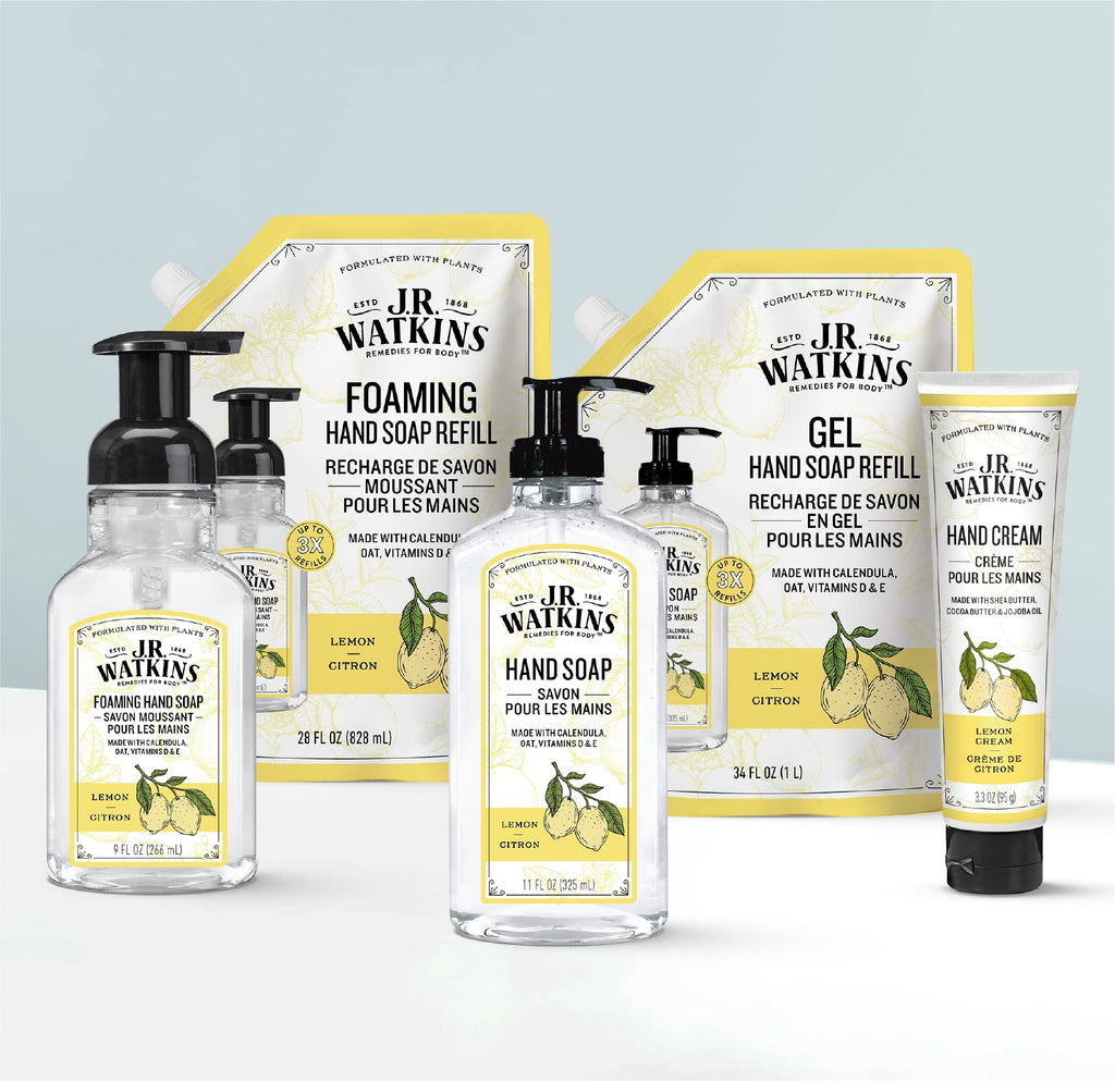 J.R. Watkins Foaming Hand Soap with Pump Dispenser, Moisturizing Foam Hand Wash, Alcohol-Free, Cruelty-Free, Citron, 9 fl oz, 3 Pack
