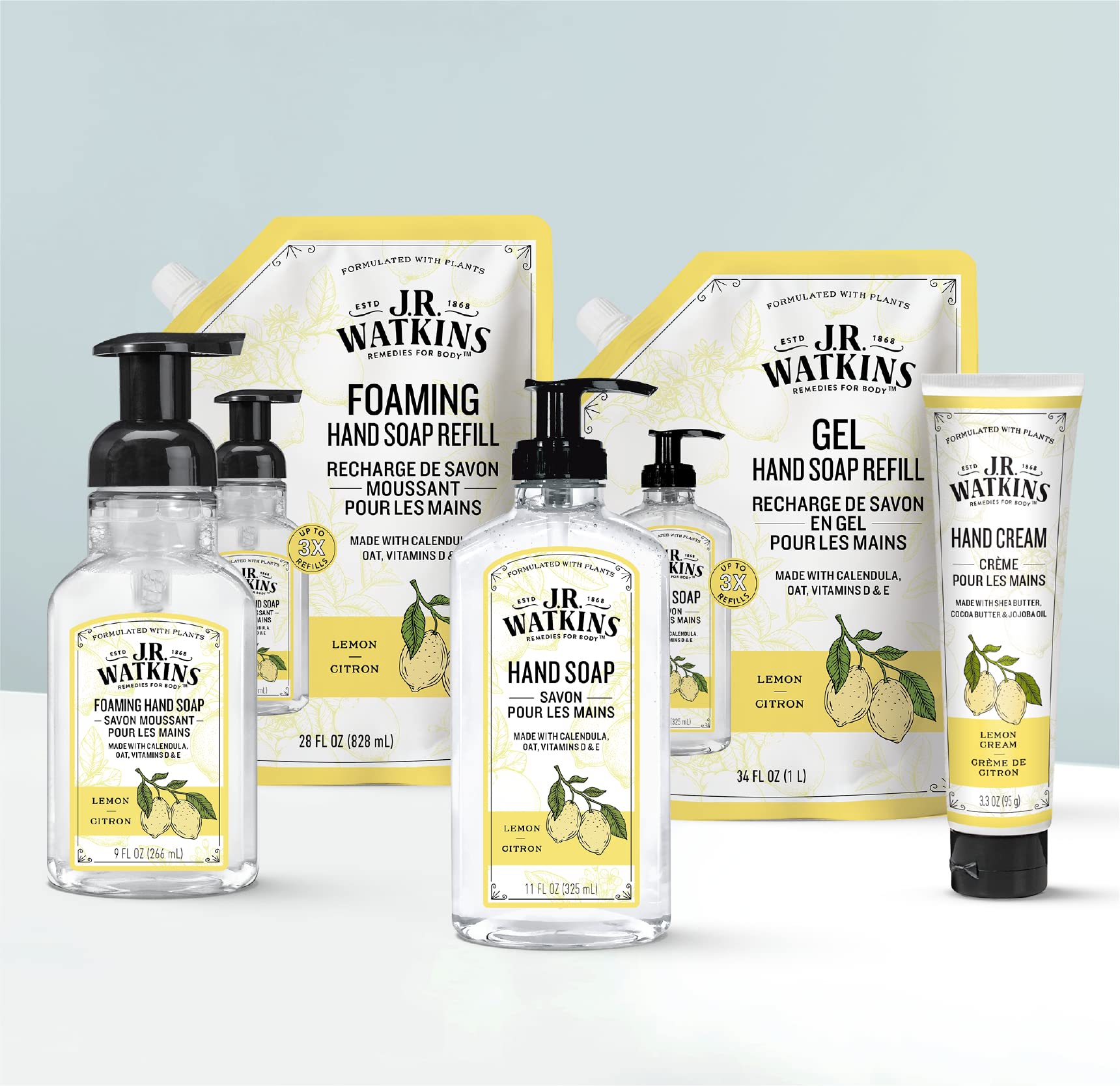 J.R. Watkins Foaming Hand Soap with Pump Dispenser, Moisturizing Foam Hand Wash, Alcohol-Free, Cruelty-Free, Citron, 9 fl oz, 3 Pack